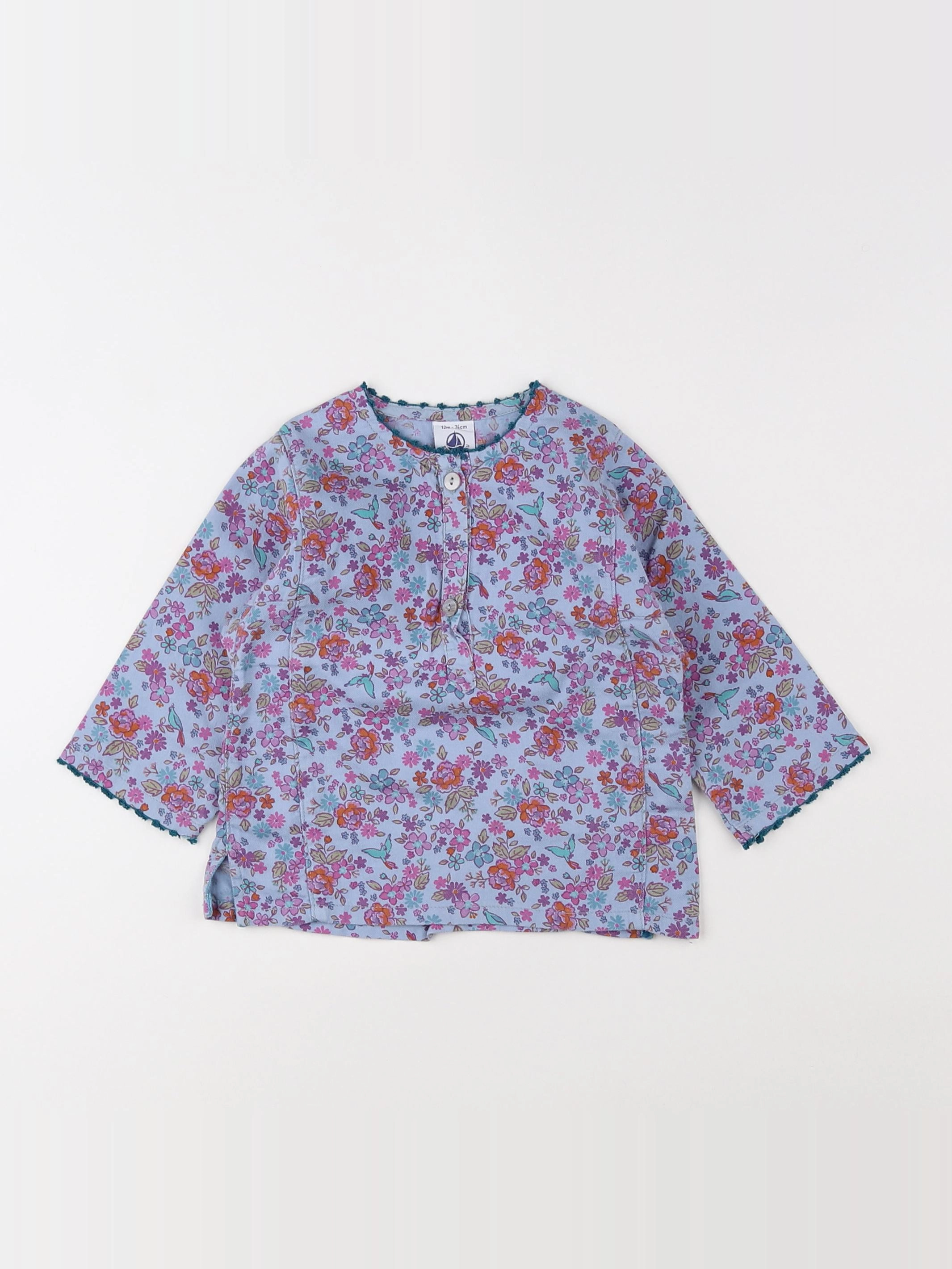 Petit Bateau - blouse bleu - 12 mois
