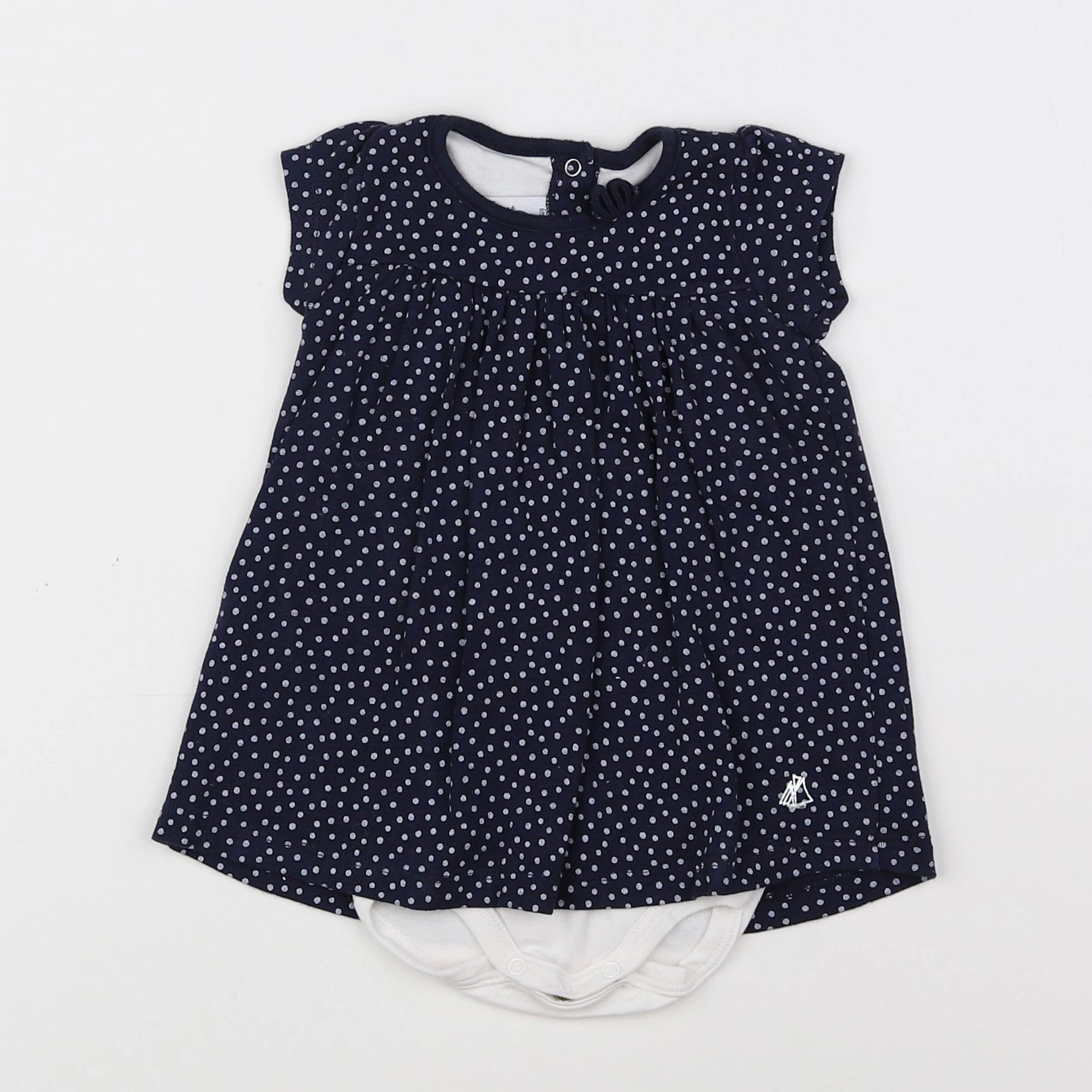 Petit Bateau - body robe bleu, blanc - 6 mois