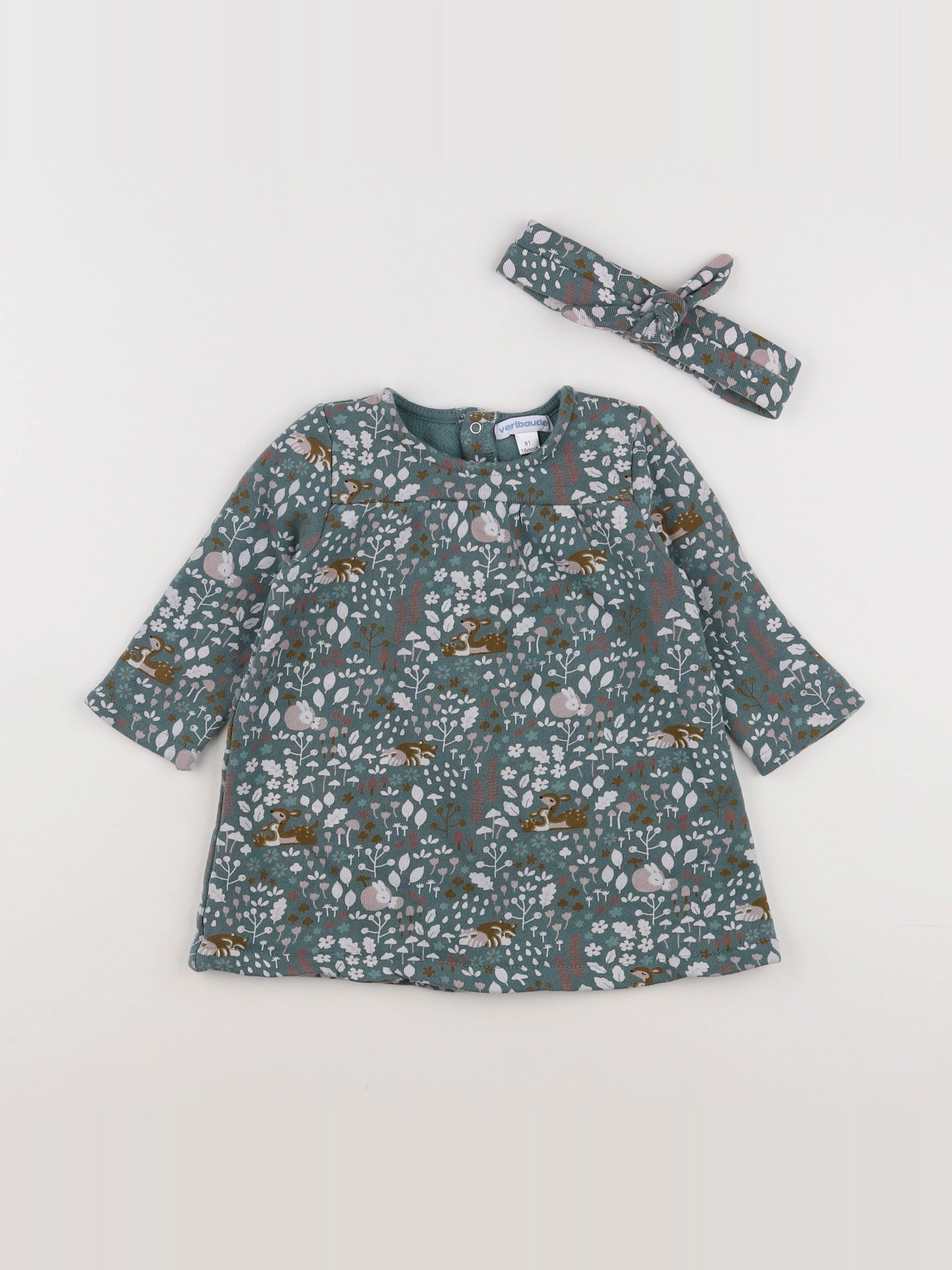 Vertbaudet - robe vert, multicolore - 18 mois