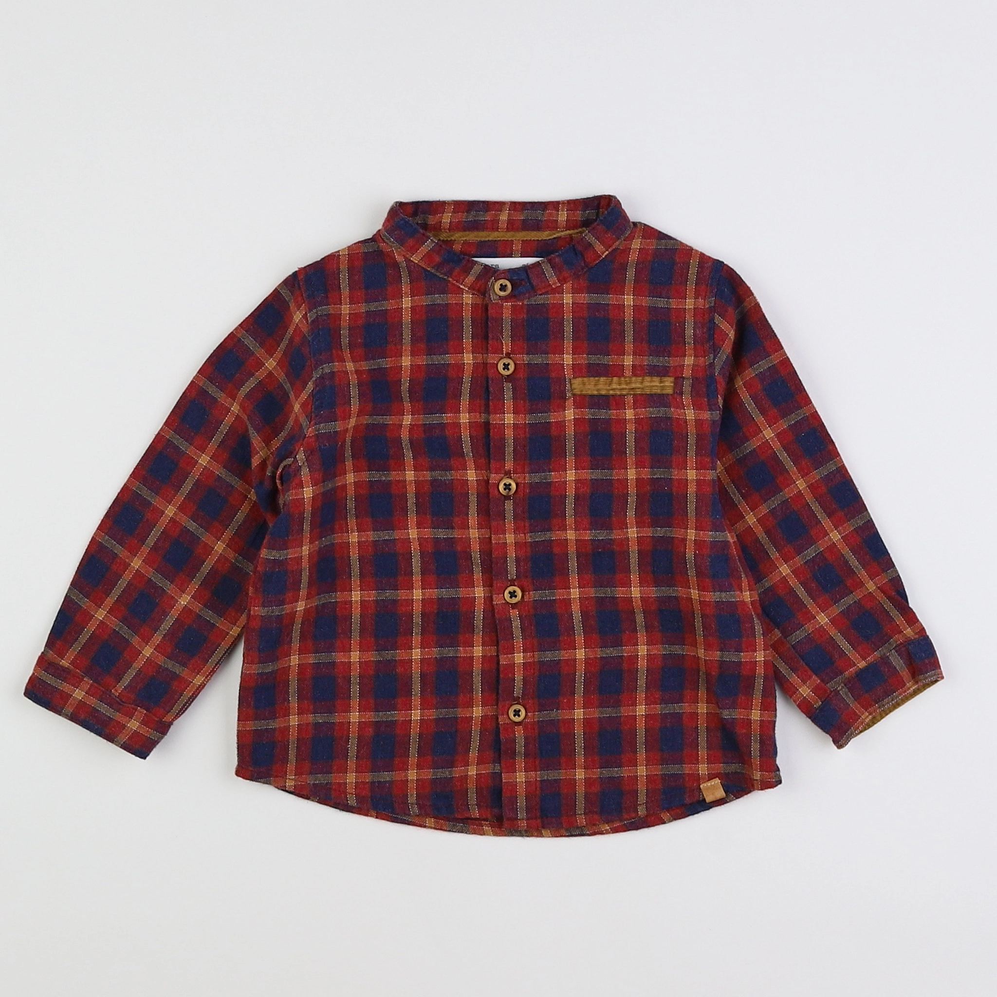 Zara - chemise rouge, bleu - 6/9 mois