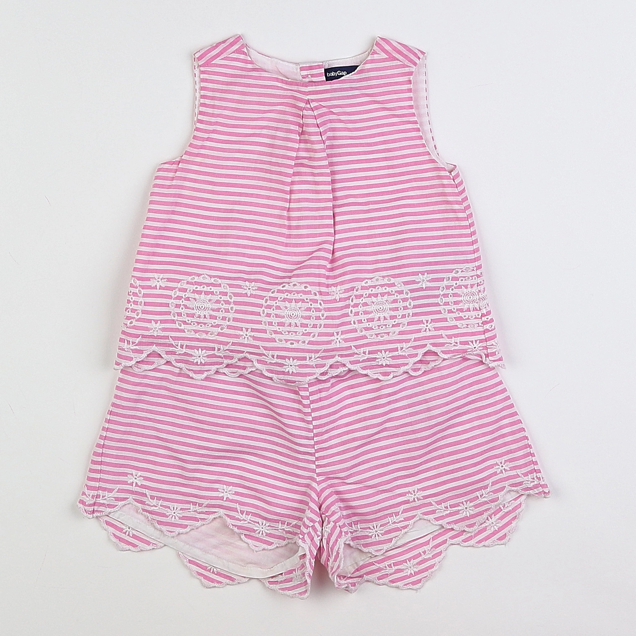 GAP - ensemble blanc, rose - 6/12 mois