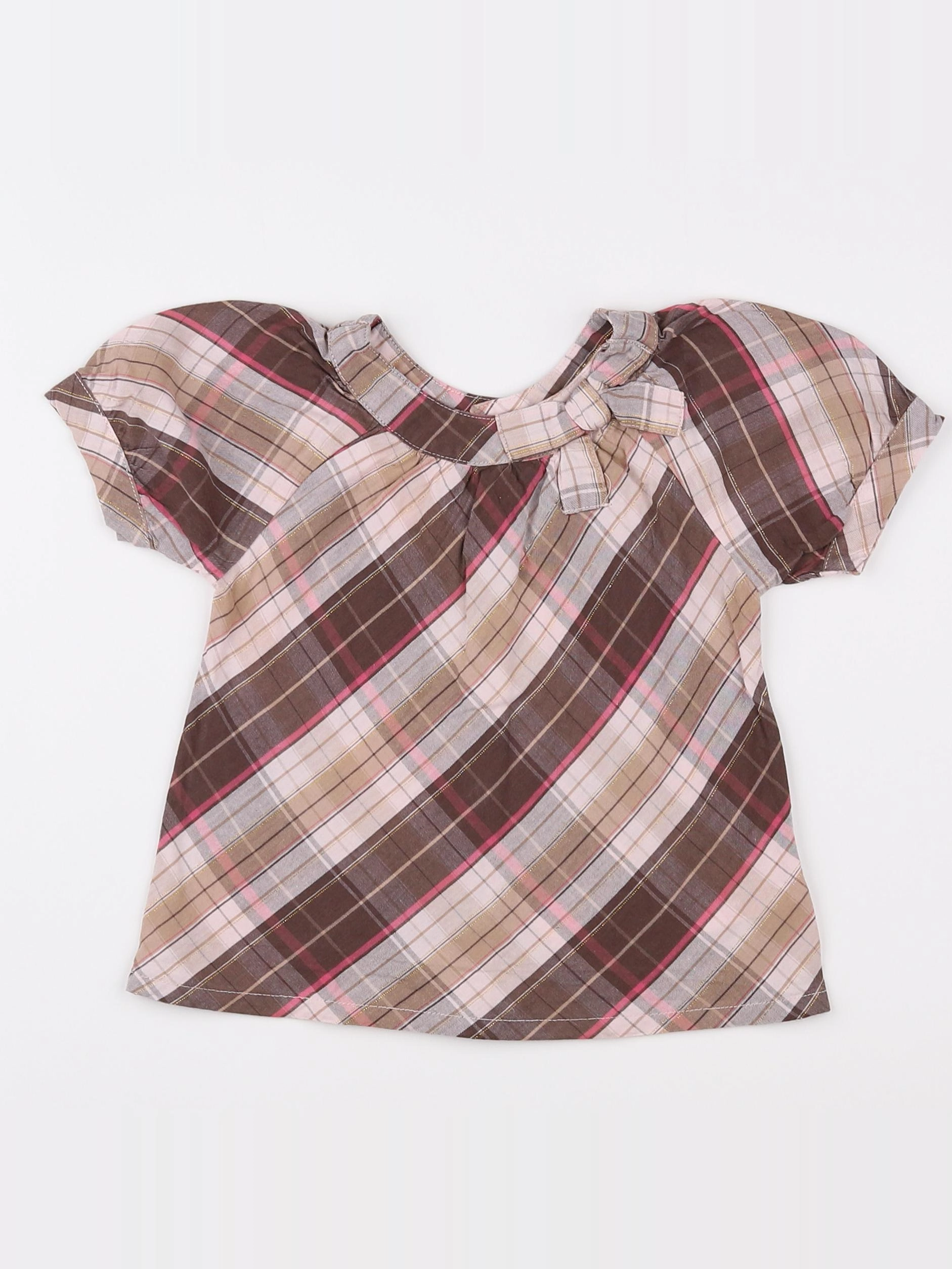Vertbaudet - blouse blanc, marron - 18 mois