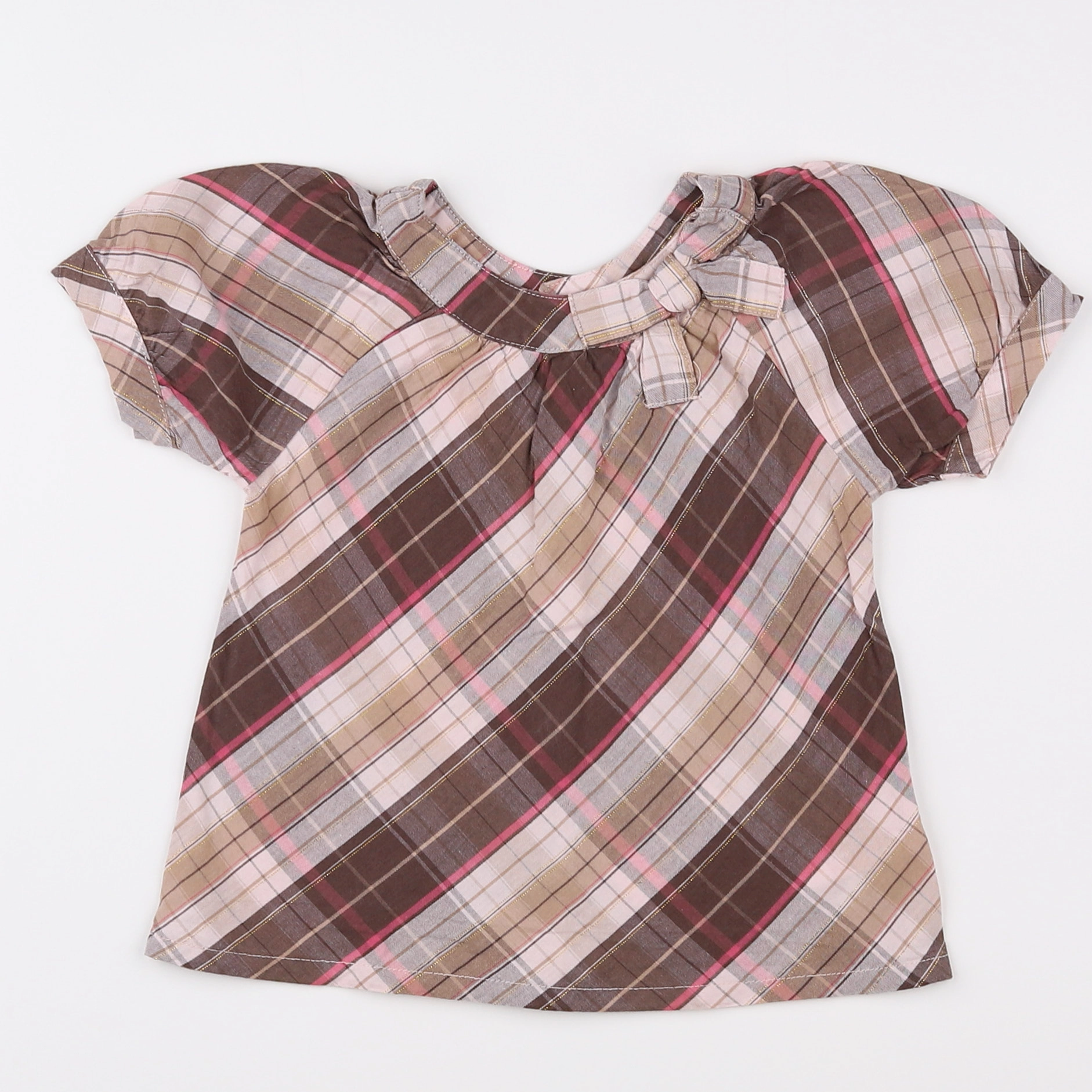 Vertbaudet - blouse blanc, marron - 18 mois
