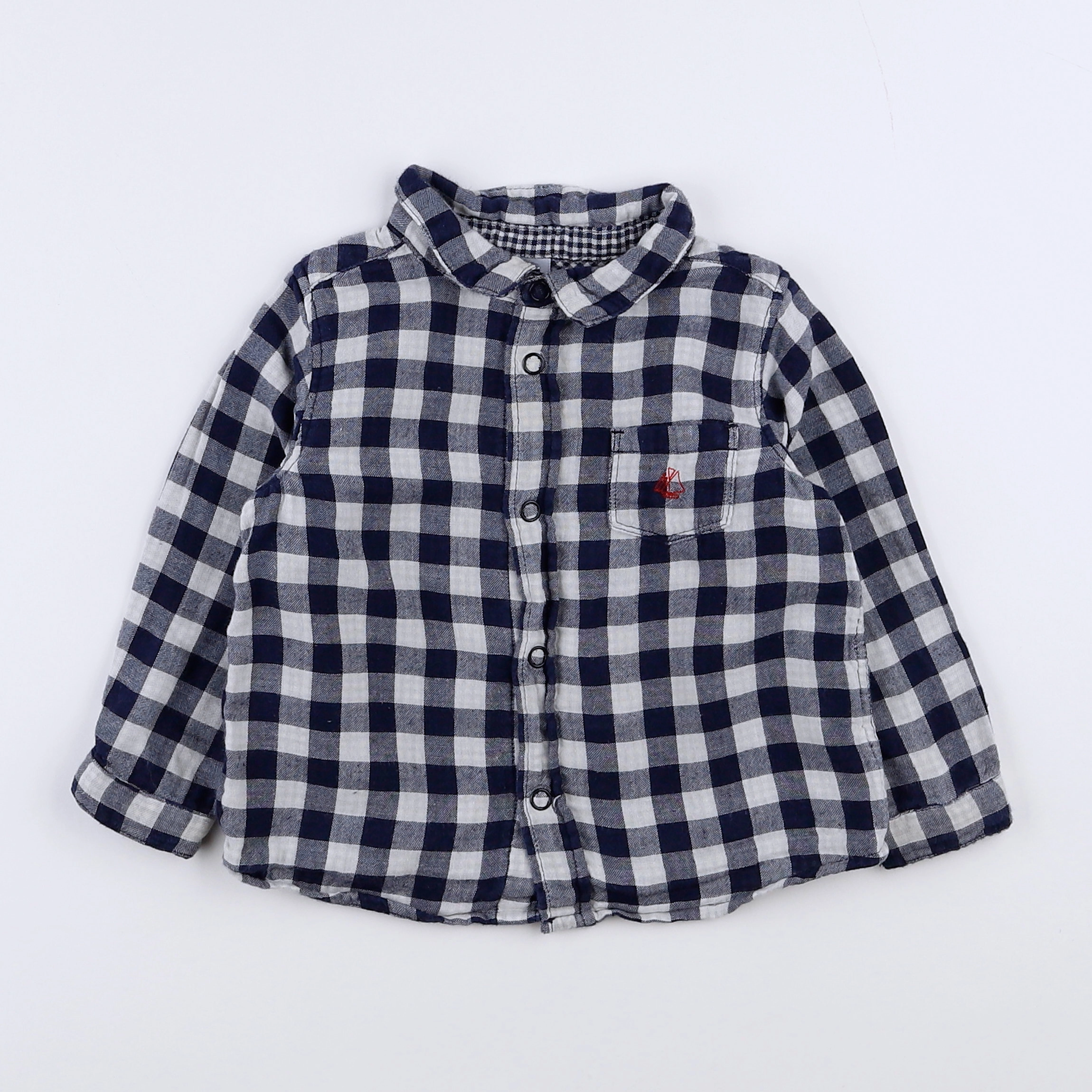 Petit Bateau - chemise bleu, blanc - 18 mois