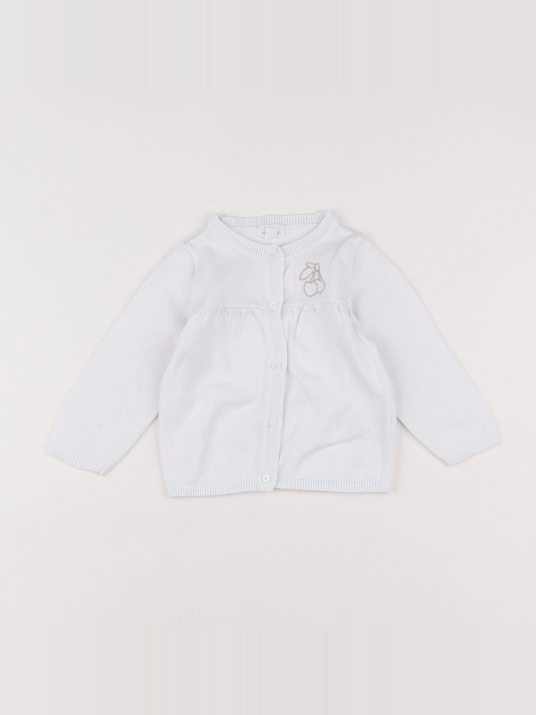 Vertbaudet - gilet blanc - 9 mois