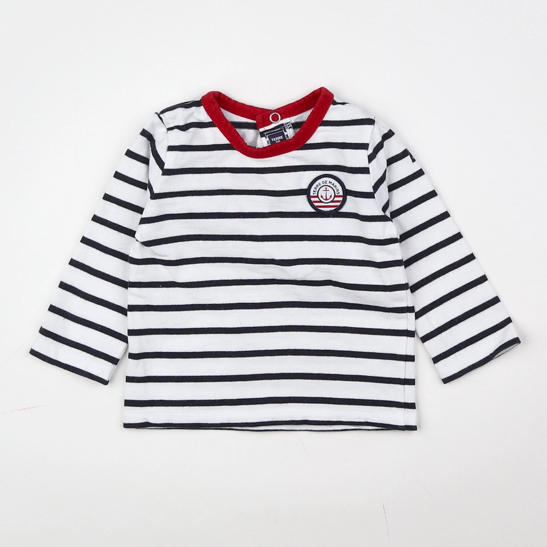 Terre de marins - tee-shirt blanc, bleu, rouge - 9 mois