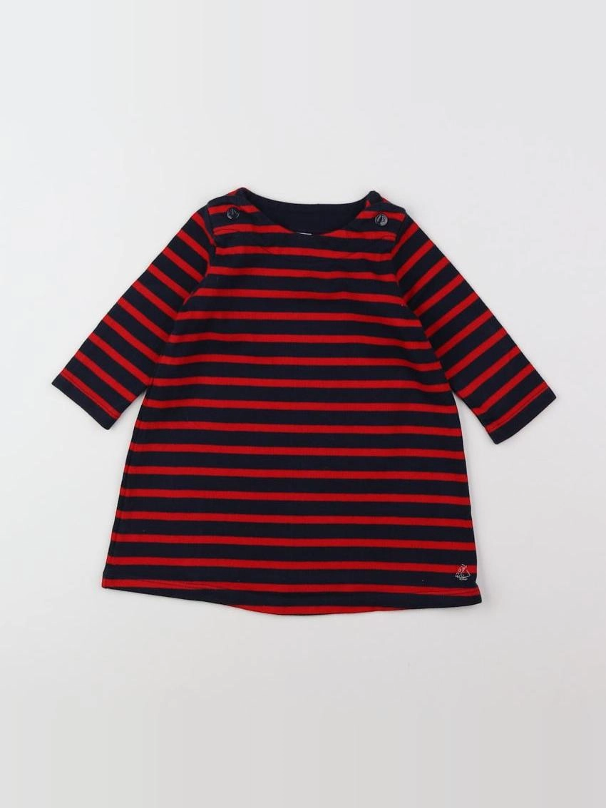 Petit Bateau - robe bleu, rouge - 12 mois