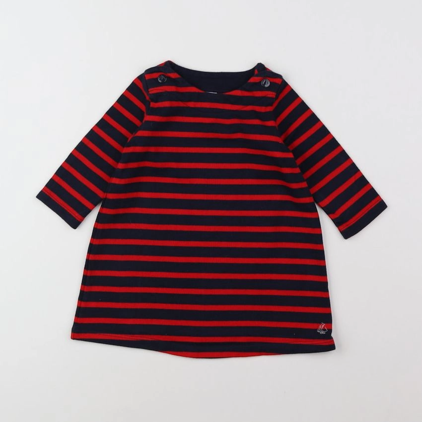 Petit Bateau - robe bleu, rouge - 12 mois