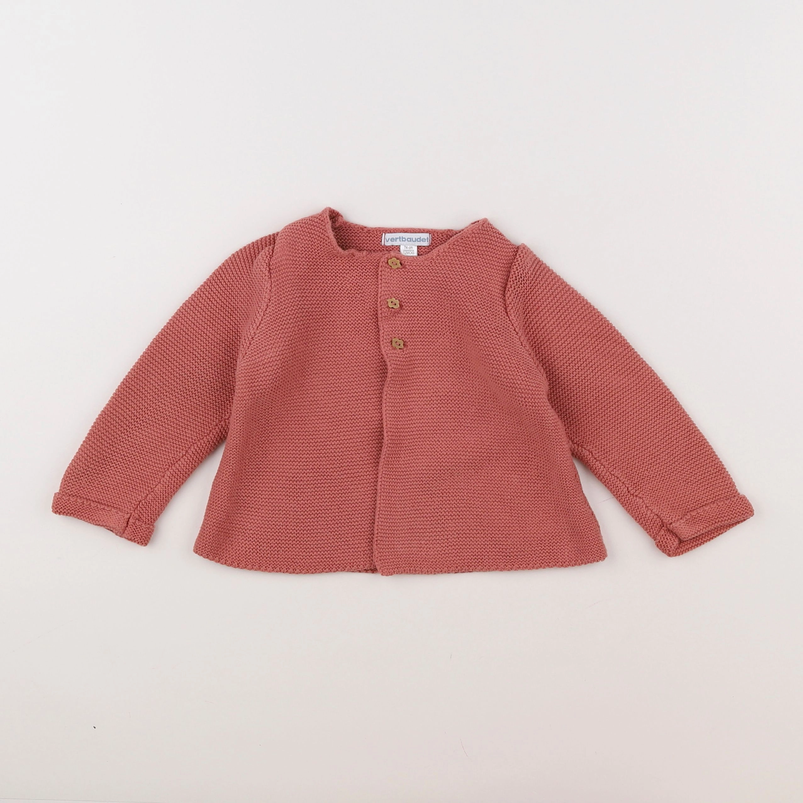 Vertbaudet - gilet rose - 12 mois