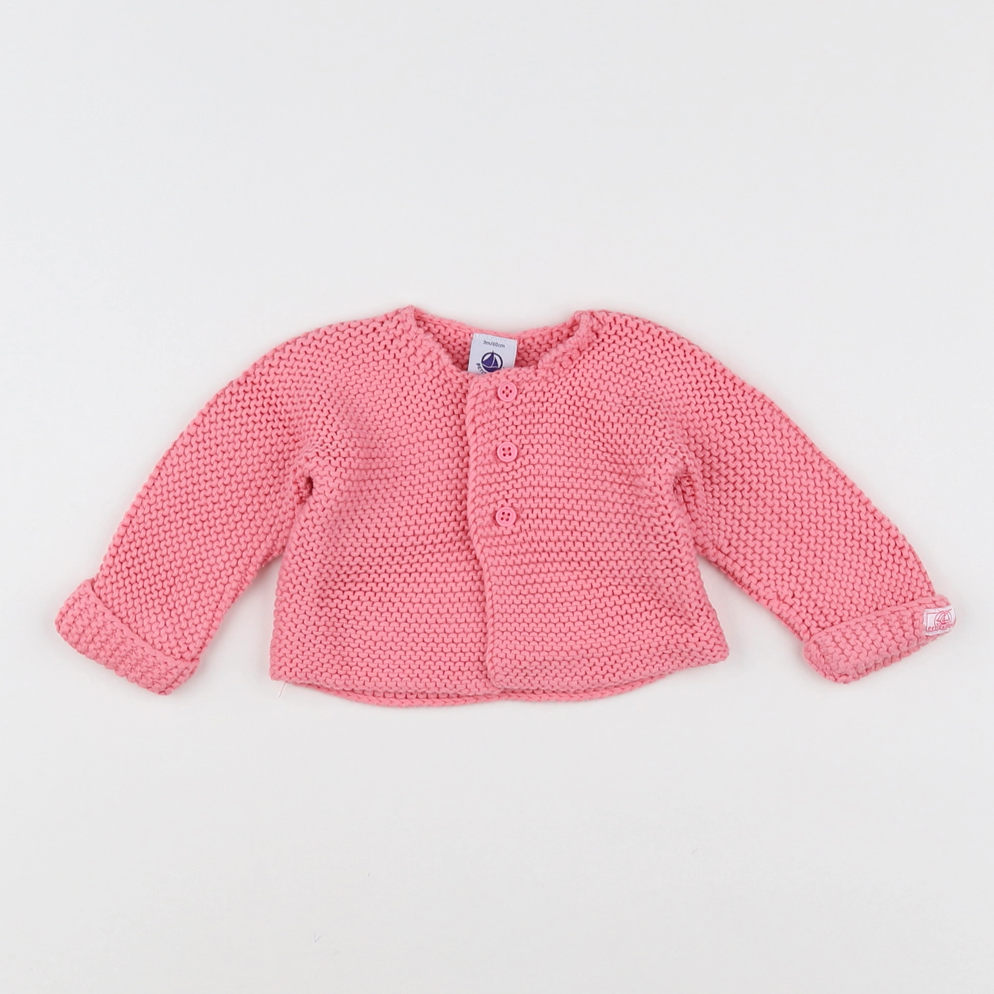 Petit Bateau - gilet rose - 3 mois