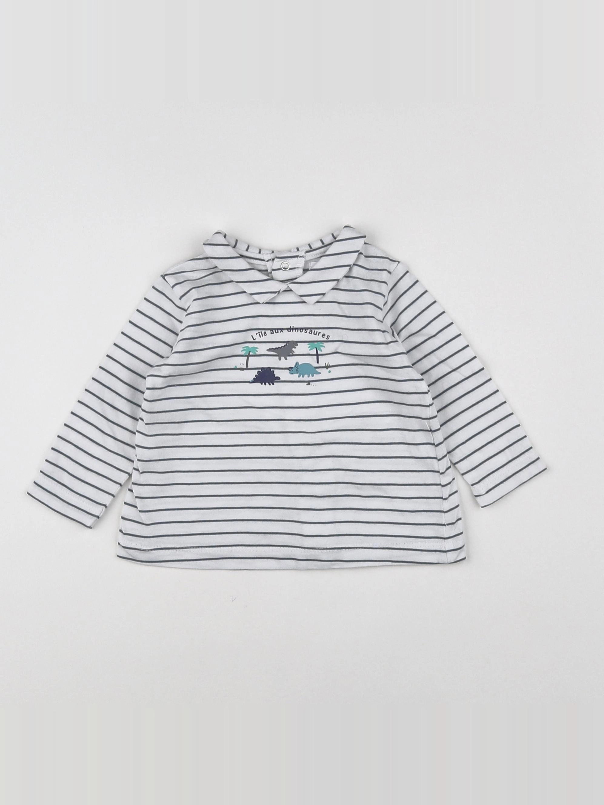 Boutchou - tee-shirt bleu, blanc - 6 mois
