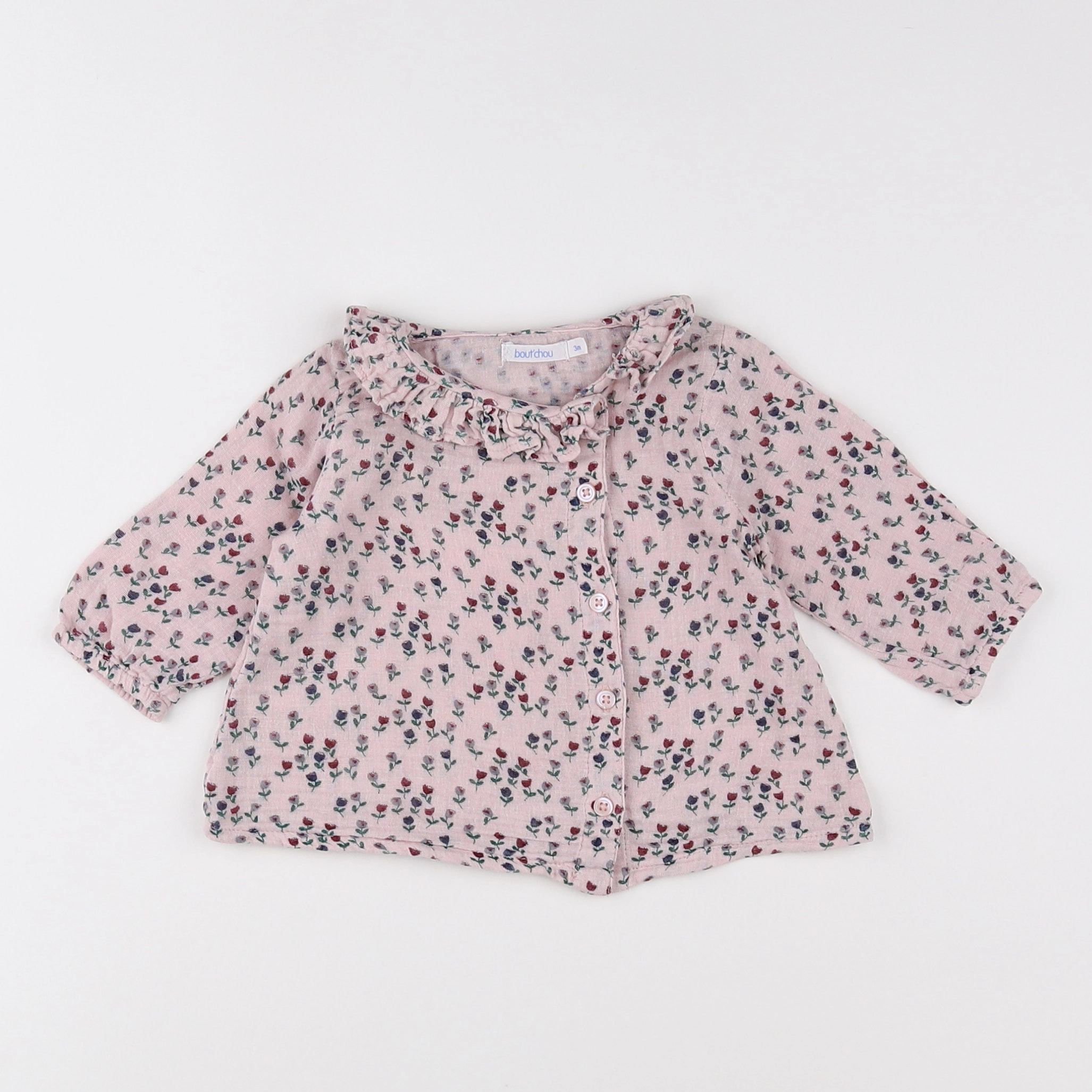 Boutchou - blouse rose, vert - 3 mois