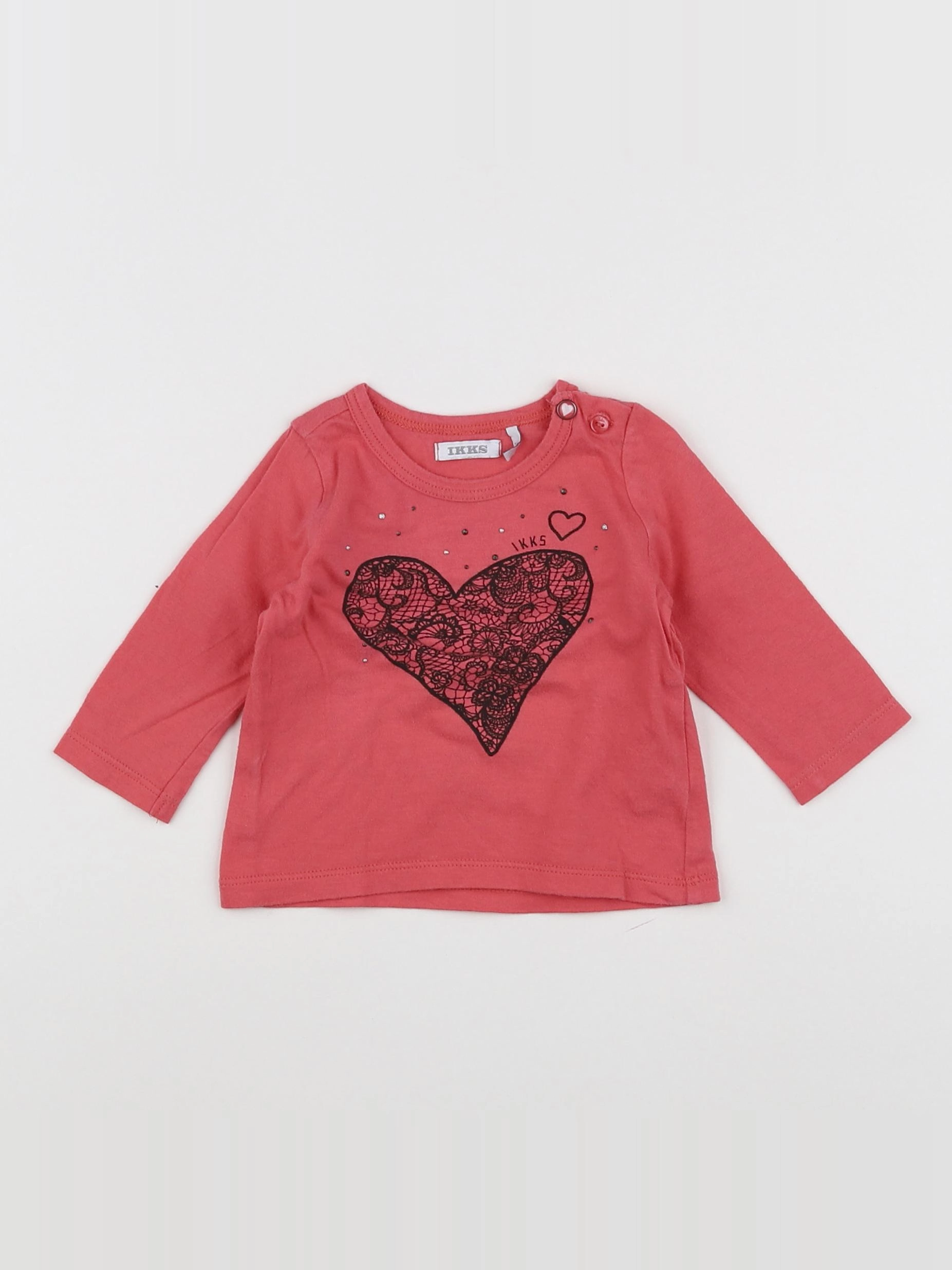 IKKS - tee-shirt rose, noir - 3 mois