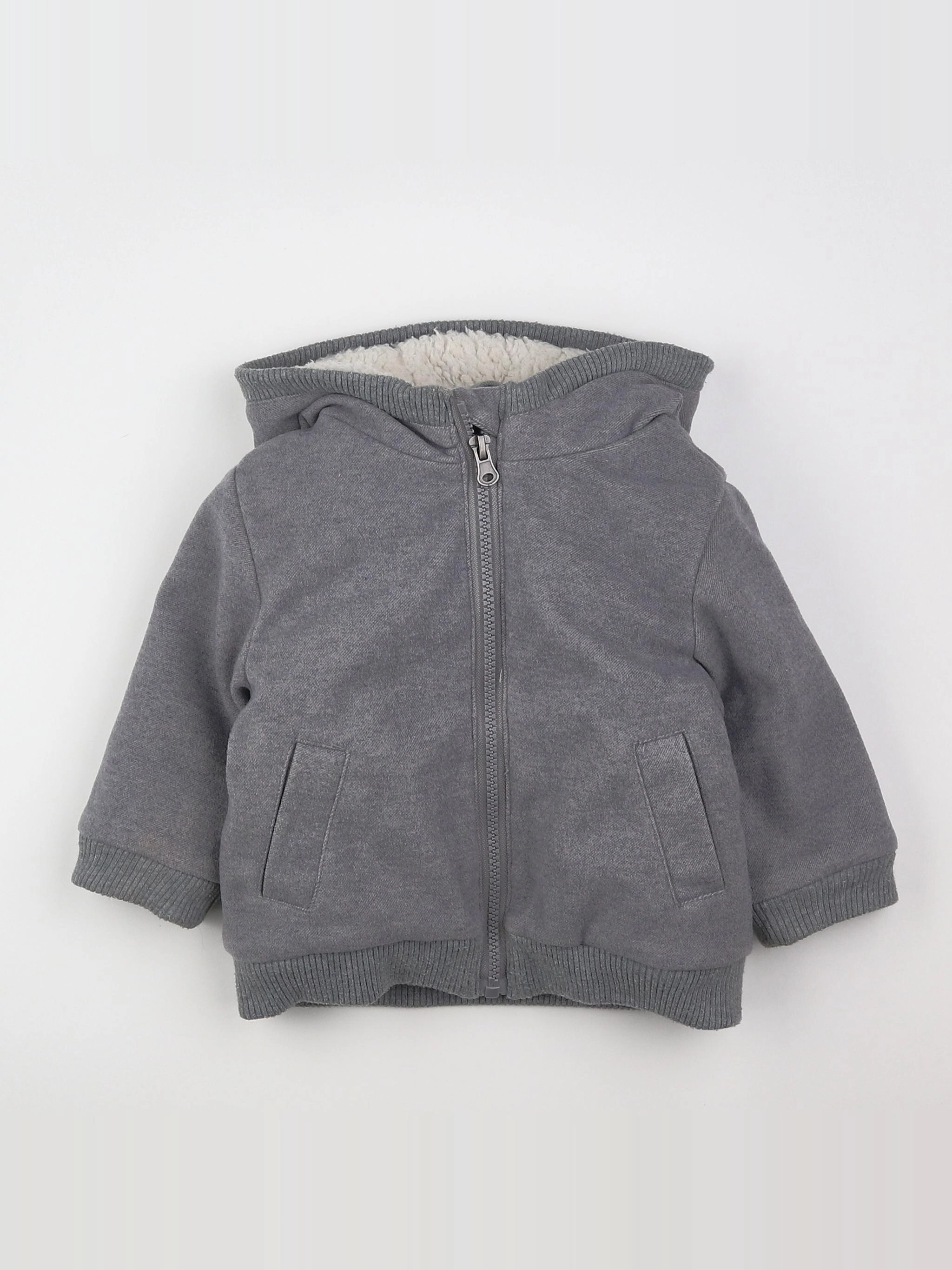 Vertbaudet - veste doublé gris - 12 mois