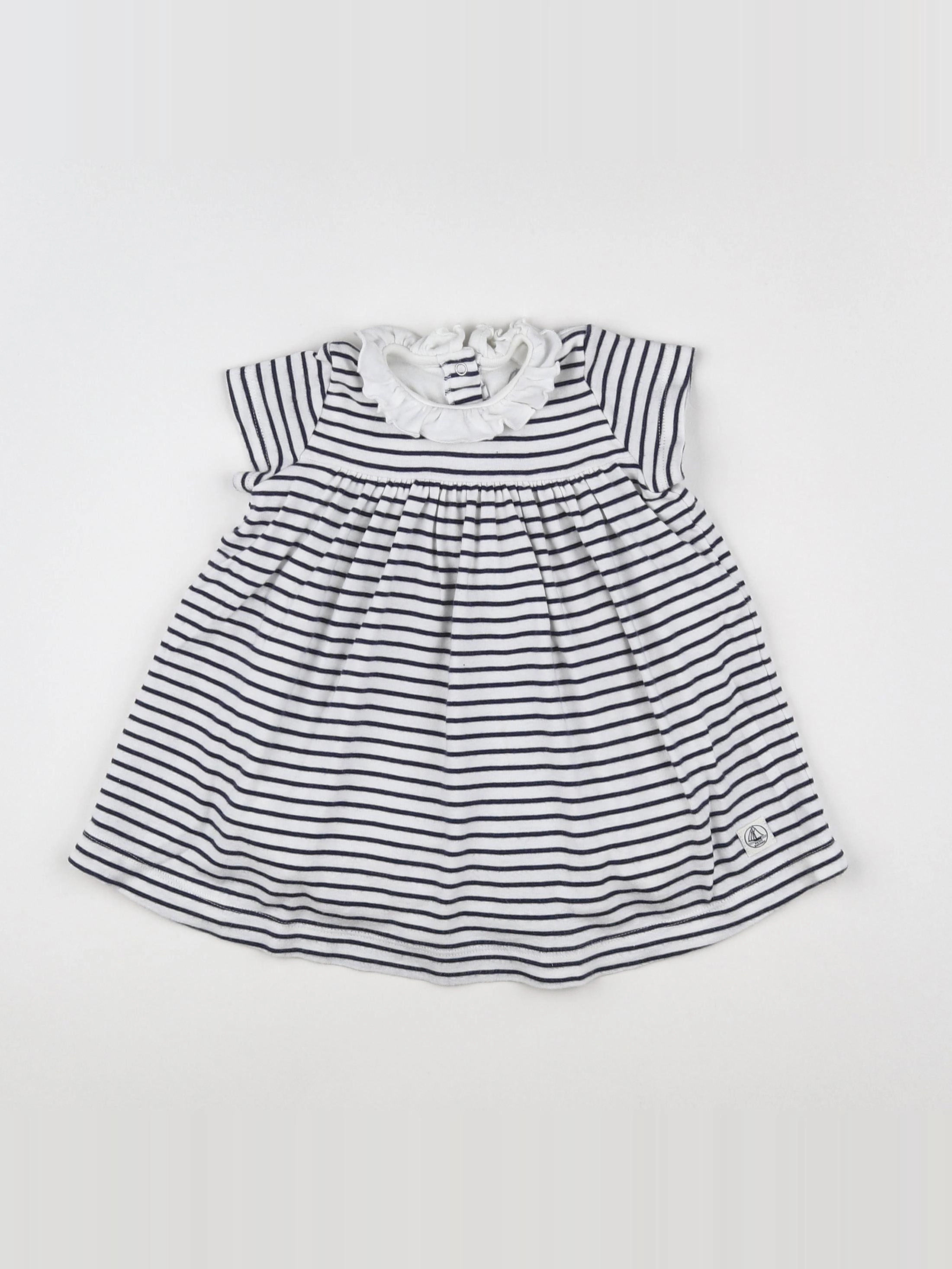 Petit Bateau - robe blanc, bleu - 12 mois