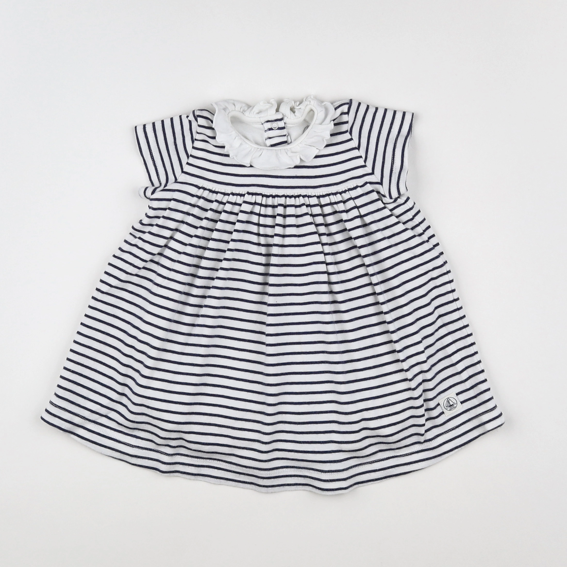 Petit Bateau - robe blanc, bleu - 12 mois
