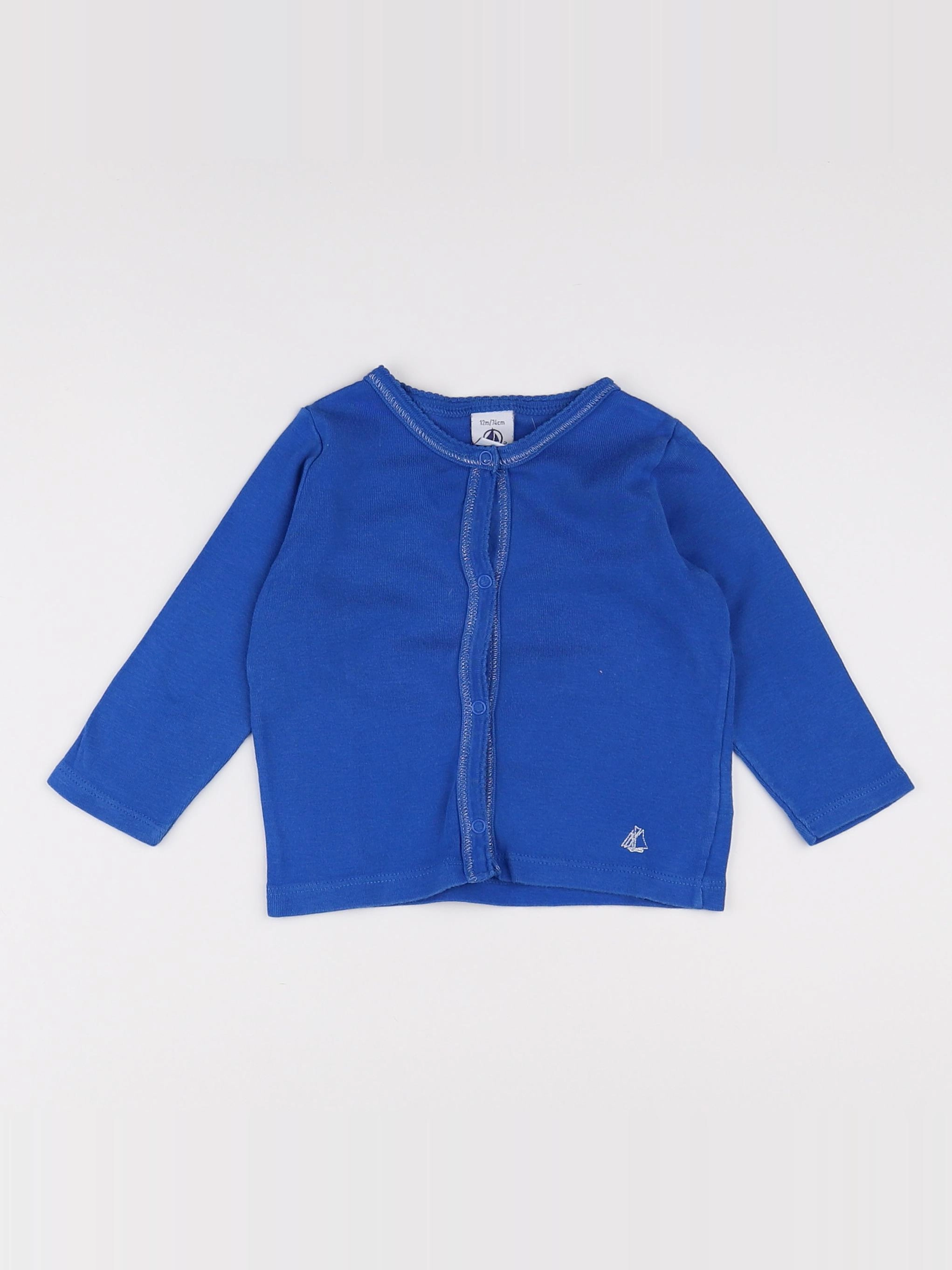 Petit Bateau - tee-shirt bleu - 12 mois