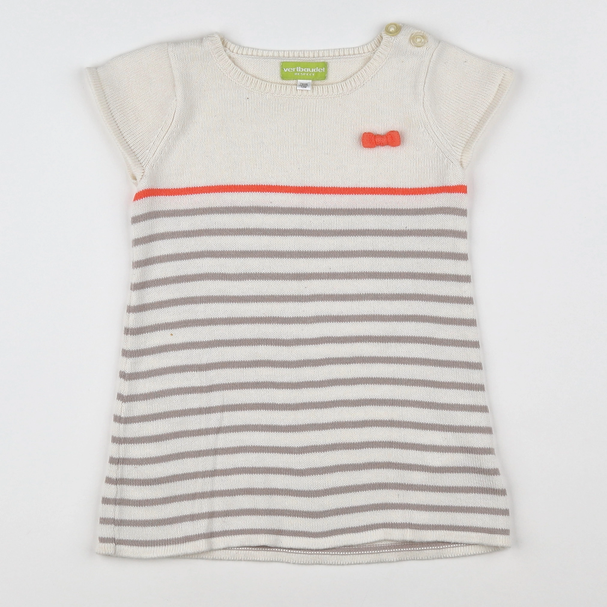 Vertbaudet - robe blanc, rose - 12 mois