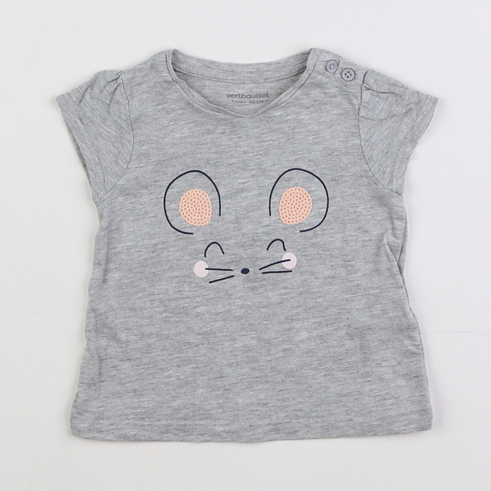 Vertbaudet - tee-shirt gris - 3 mois