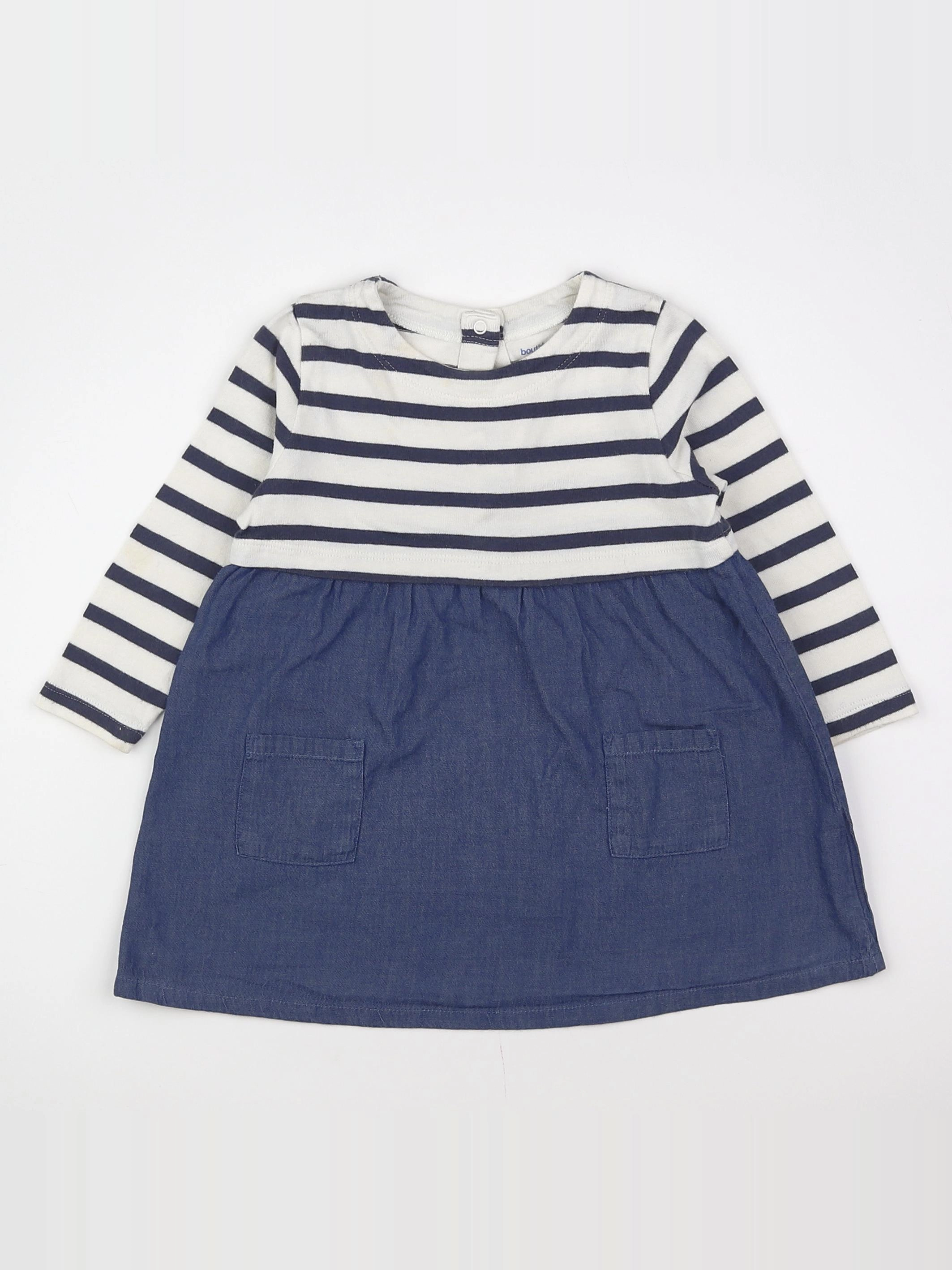 Boutchou - robe blanc, bleu - 12 mois