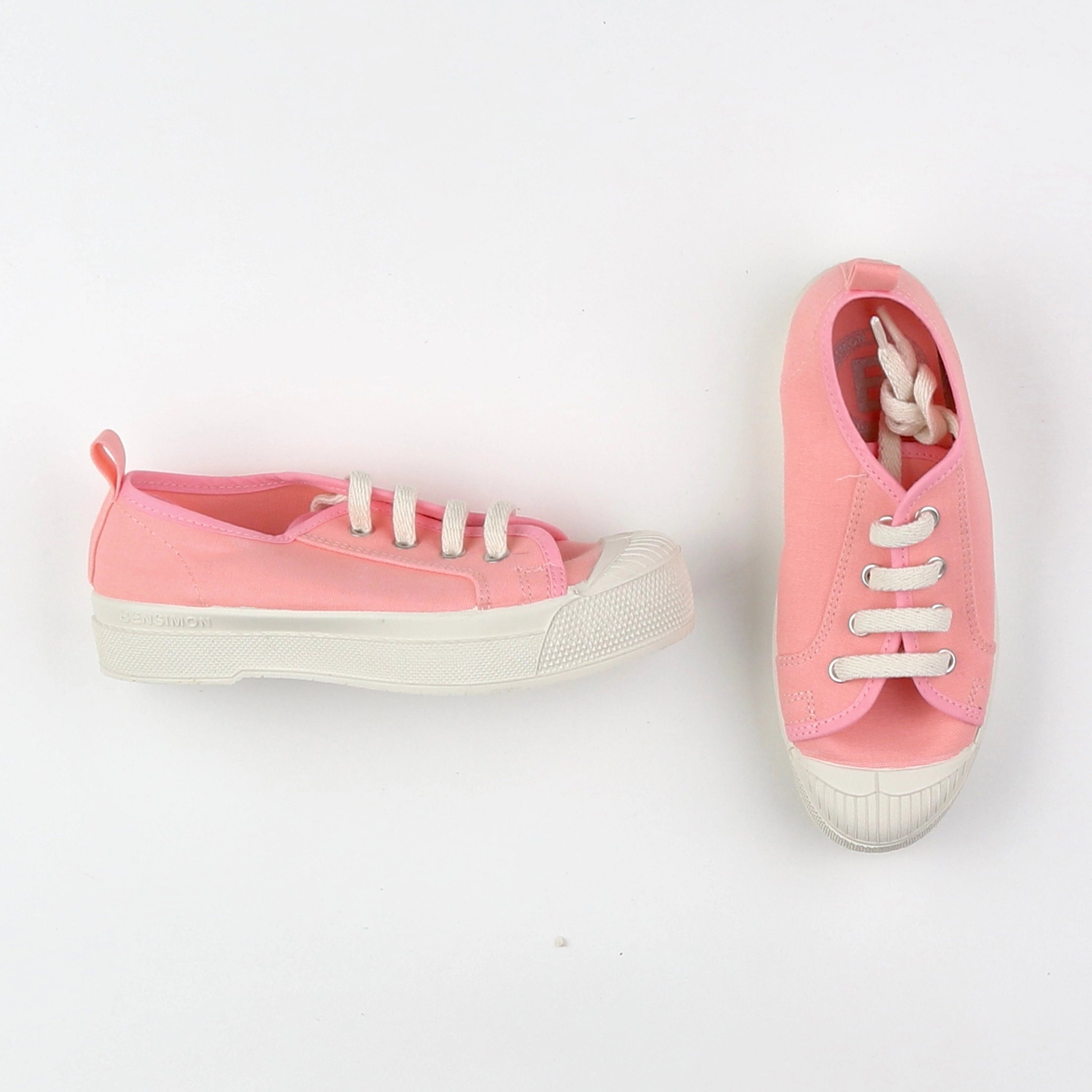 Bensimon - tennis à scratch/ lacets rose (neuf) - pointure 33