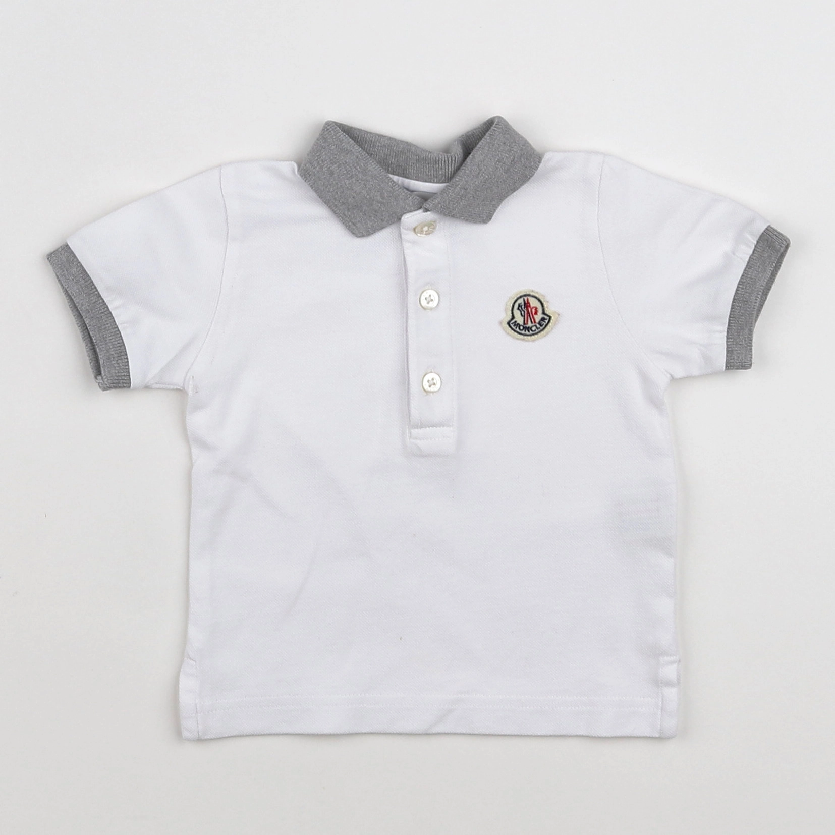 Moncler - polo blanc, bleu - 6 mois