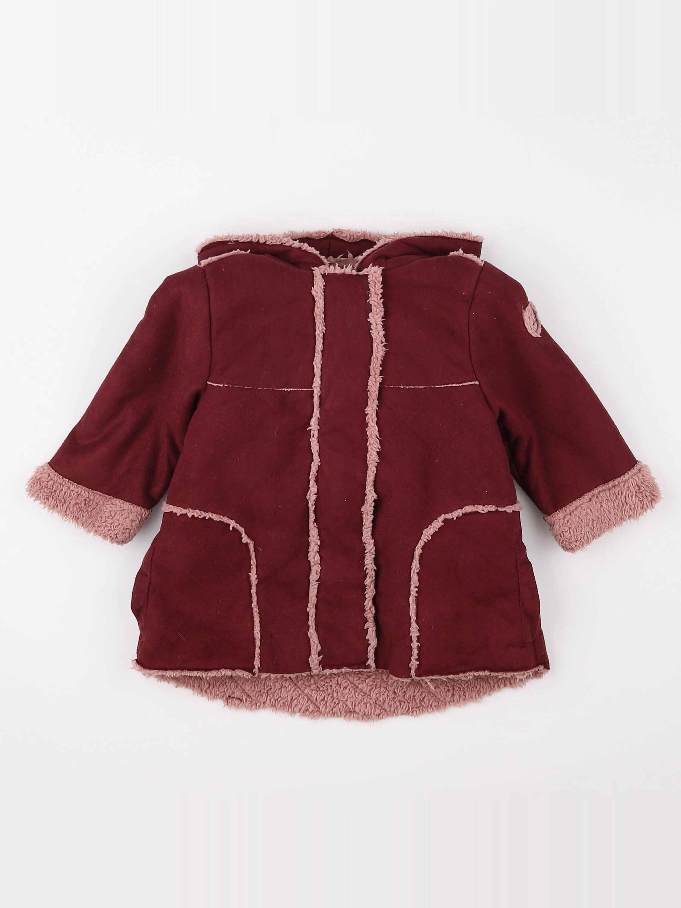 Vertbaudet - manteau rose - 12 mois