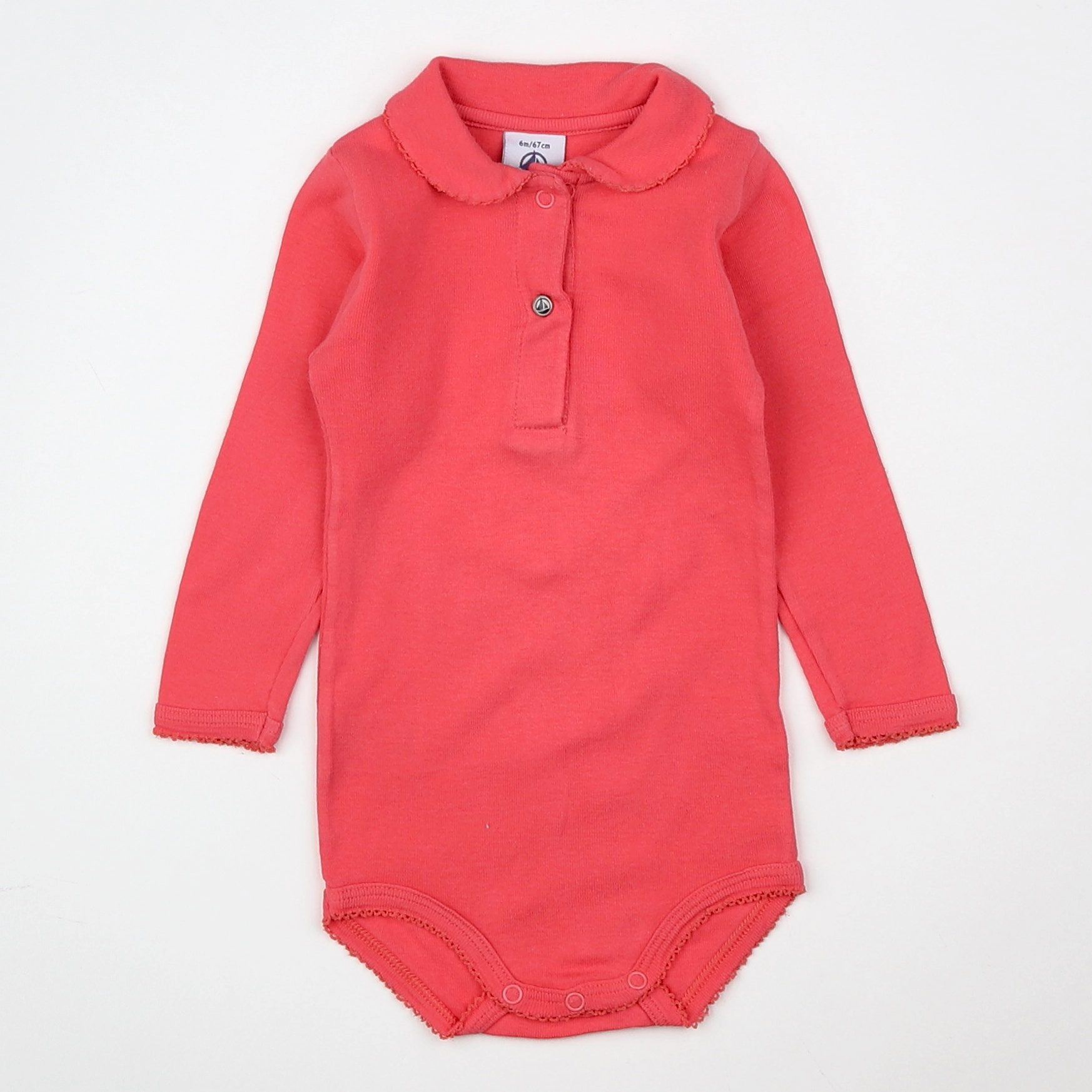 Petit Bateau - body à col rose - 6 mois