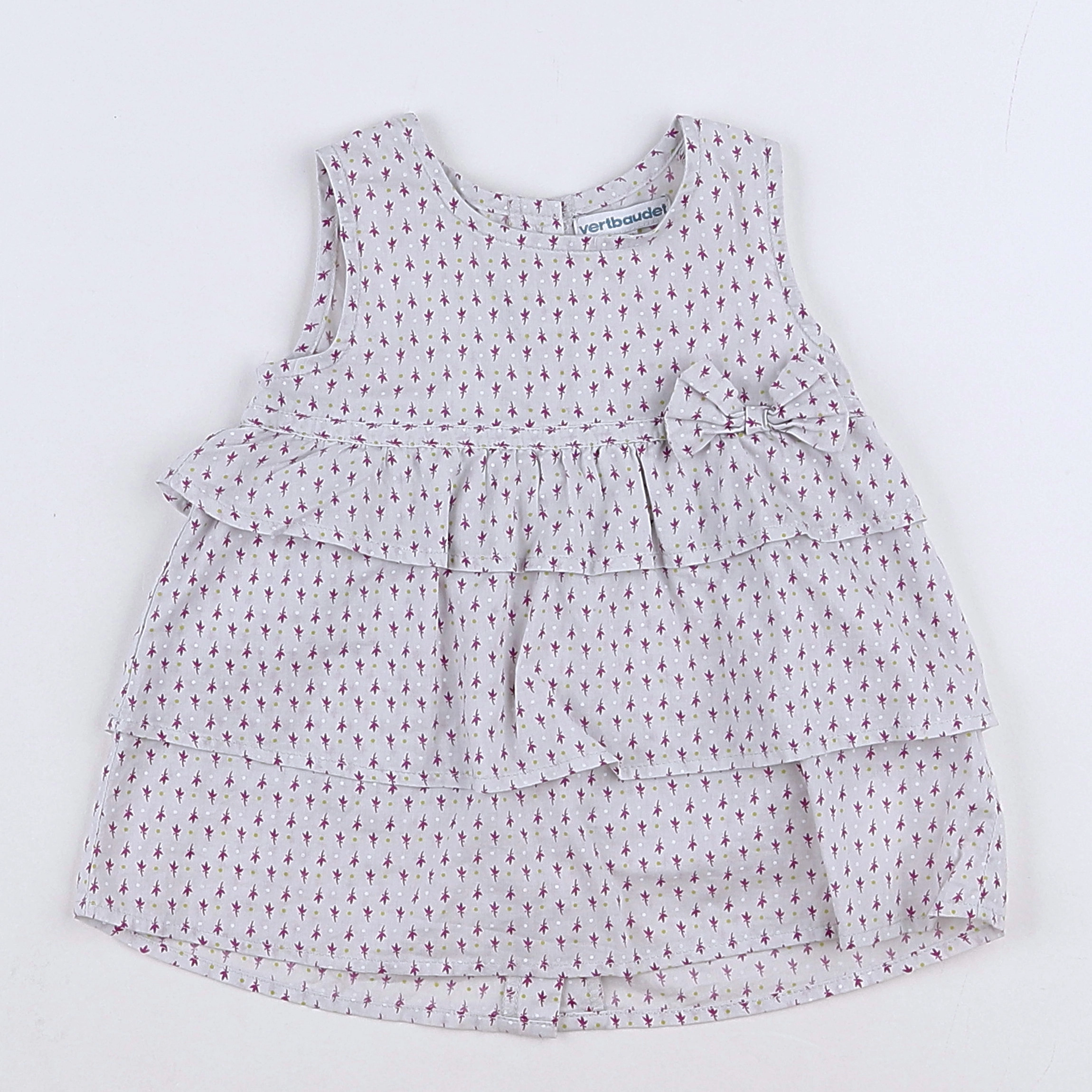 Vertbaudet - blouse taupe, violet - 9 mois
