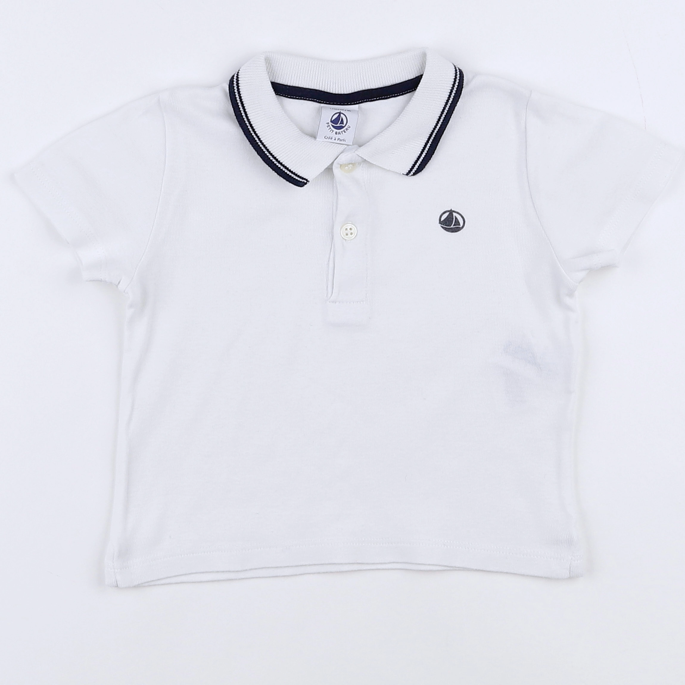 Petit Bateau - polo blanc - 12 mois