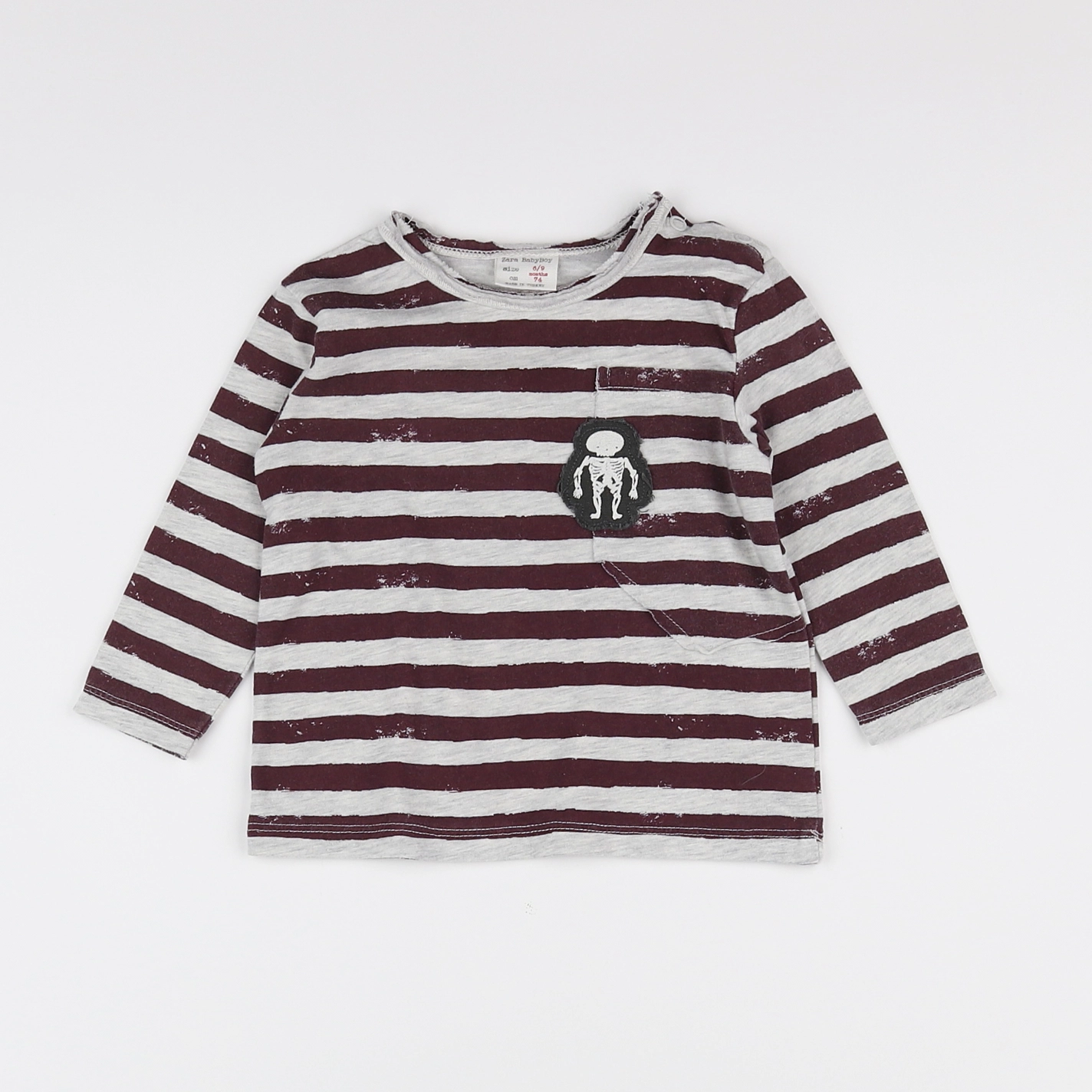 Zara - tee-shirt gris, violet - 6/9 mois