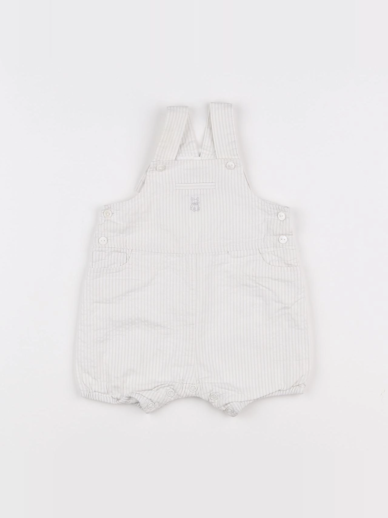 Cyrillus - salopette beige, blanc - 6 mois