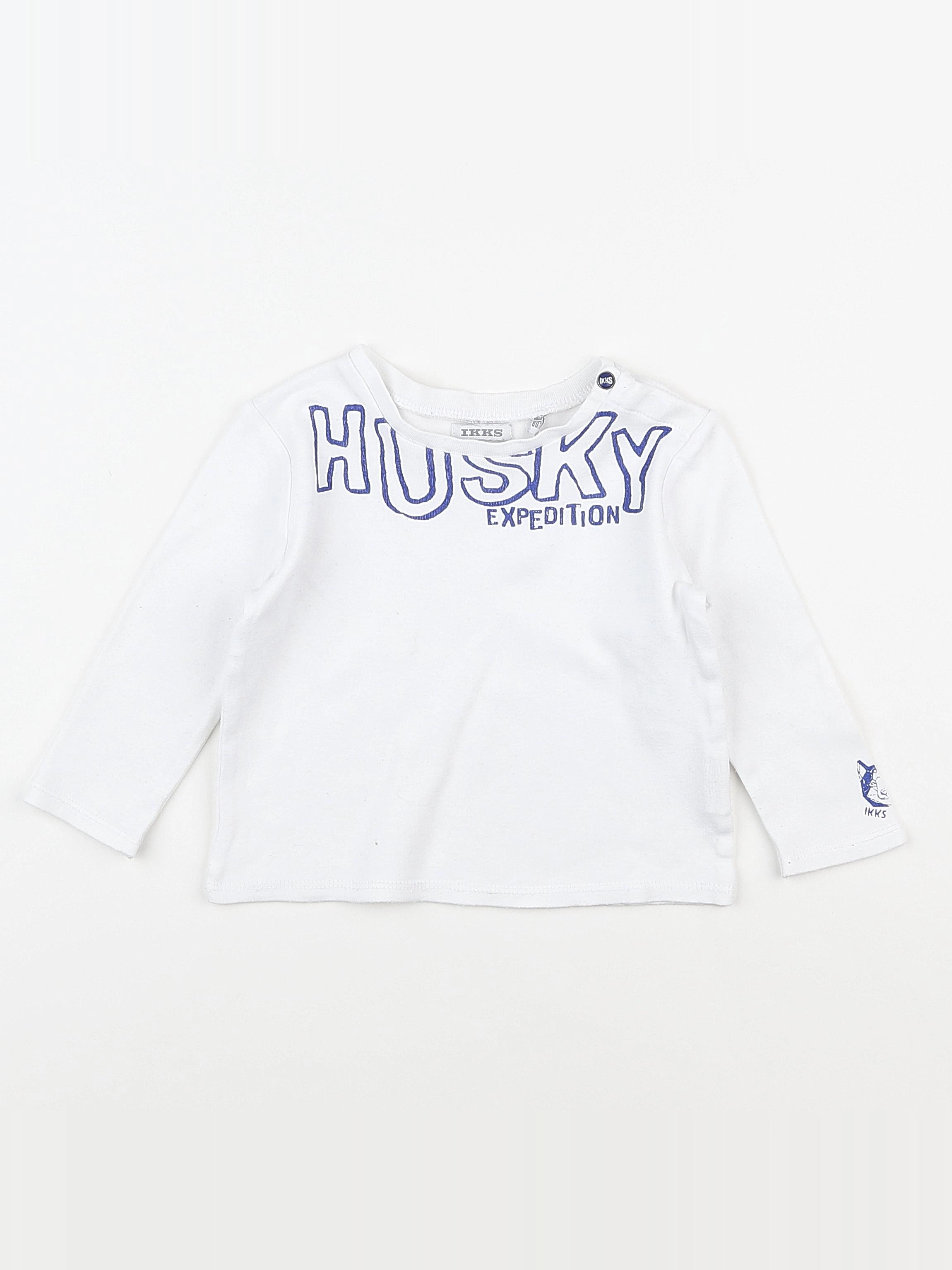 IKKS - tee-shirt blanc, bleu - 18 mois