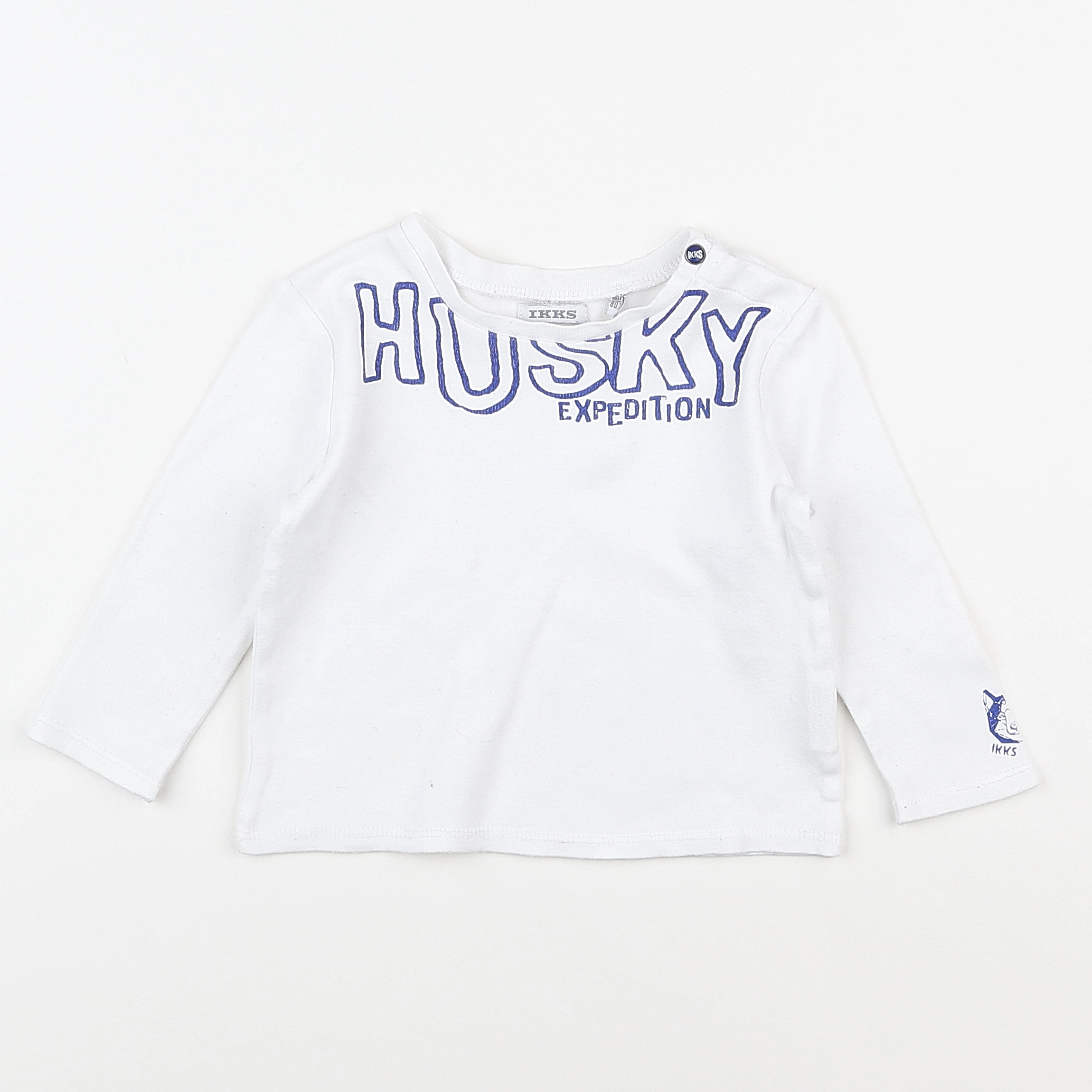 IKKS - tee-shirt blanc, bleu - 18 mois