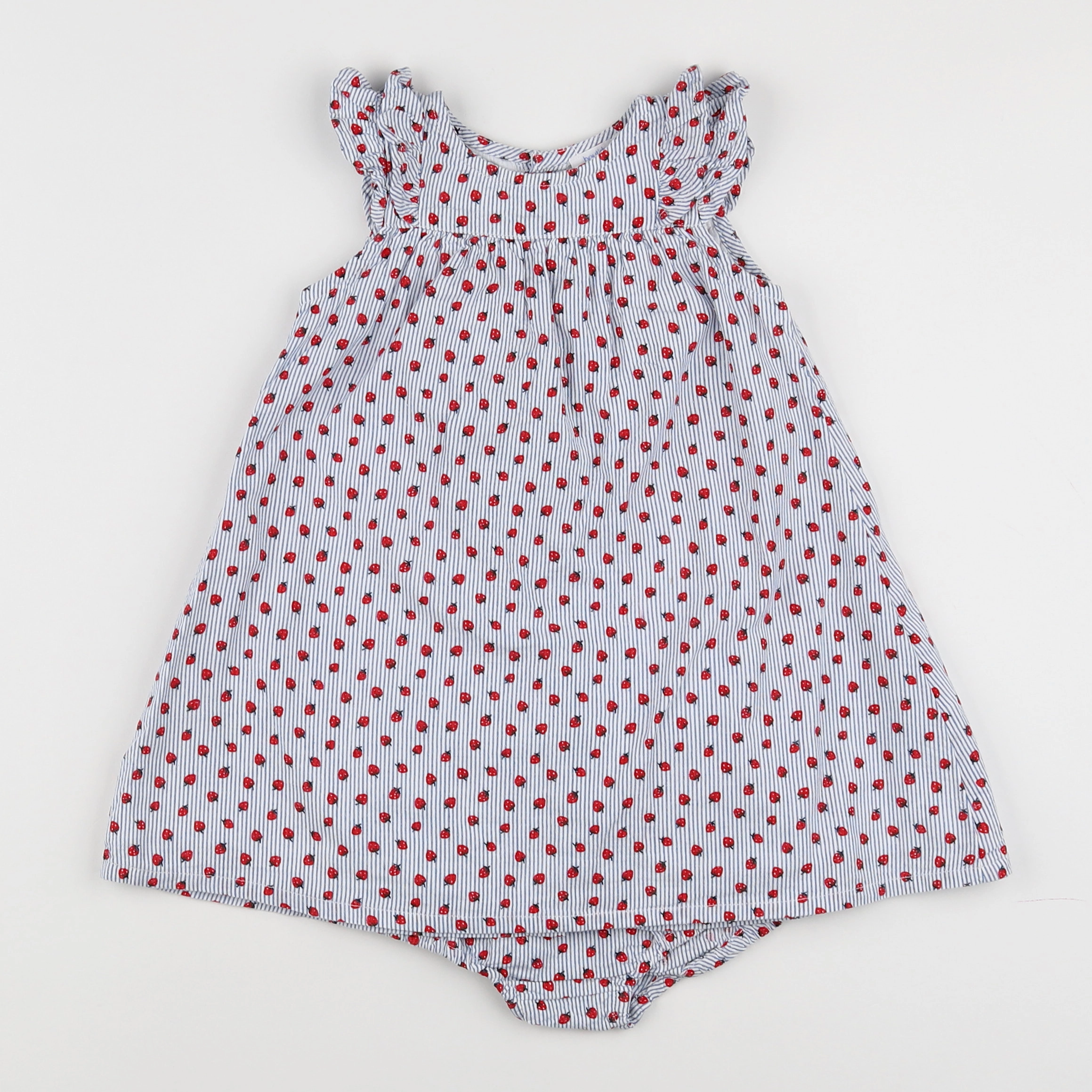 Boutchou - robe blanc, bleu - 12 mois