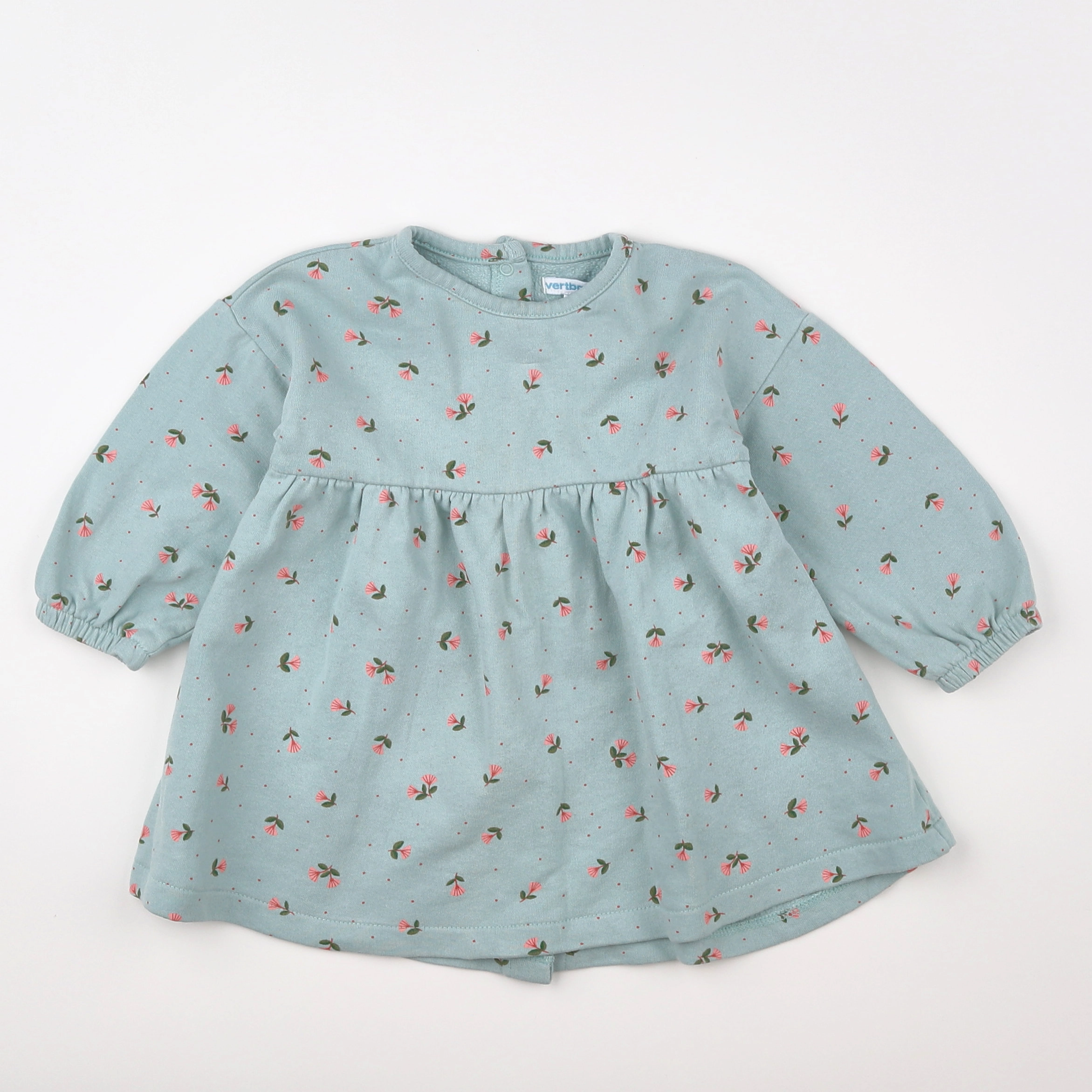 Vertbaudet - robe vert, rose - 18 mois