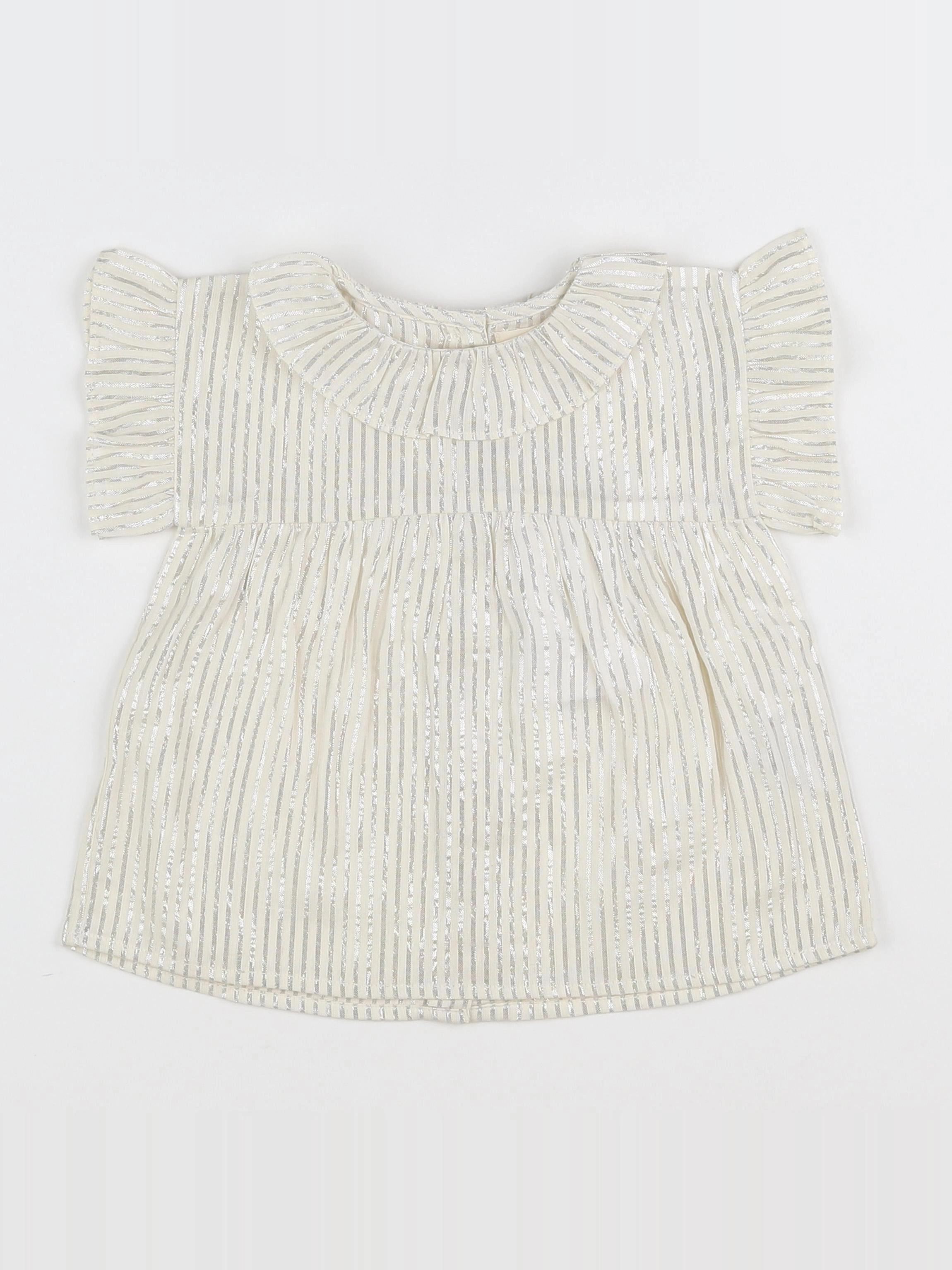 Louis Louise - blouse blanc, argent (état neuf) - 12 mois