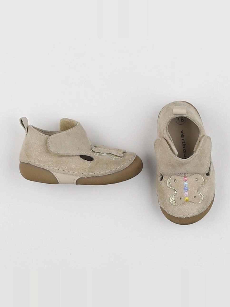 Vertbaudet - chaussons beige,or - pointure 18