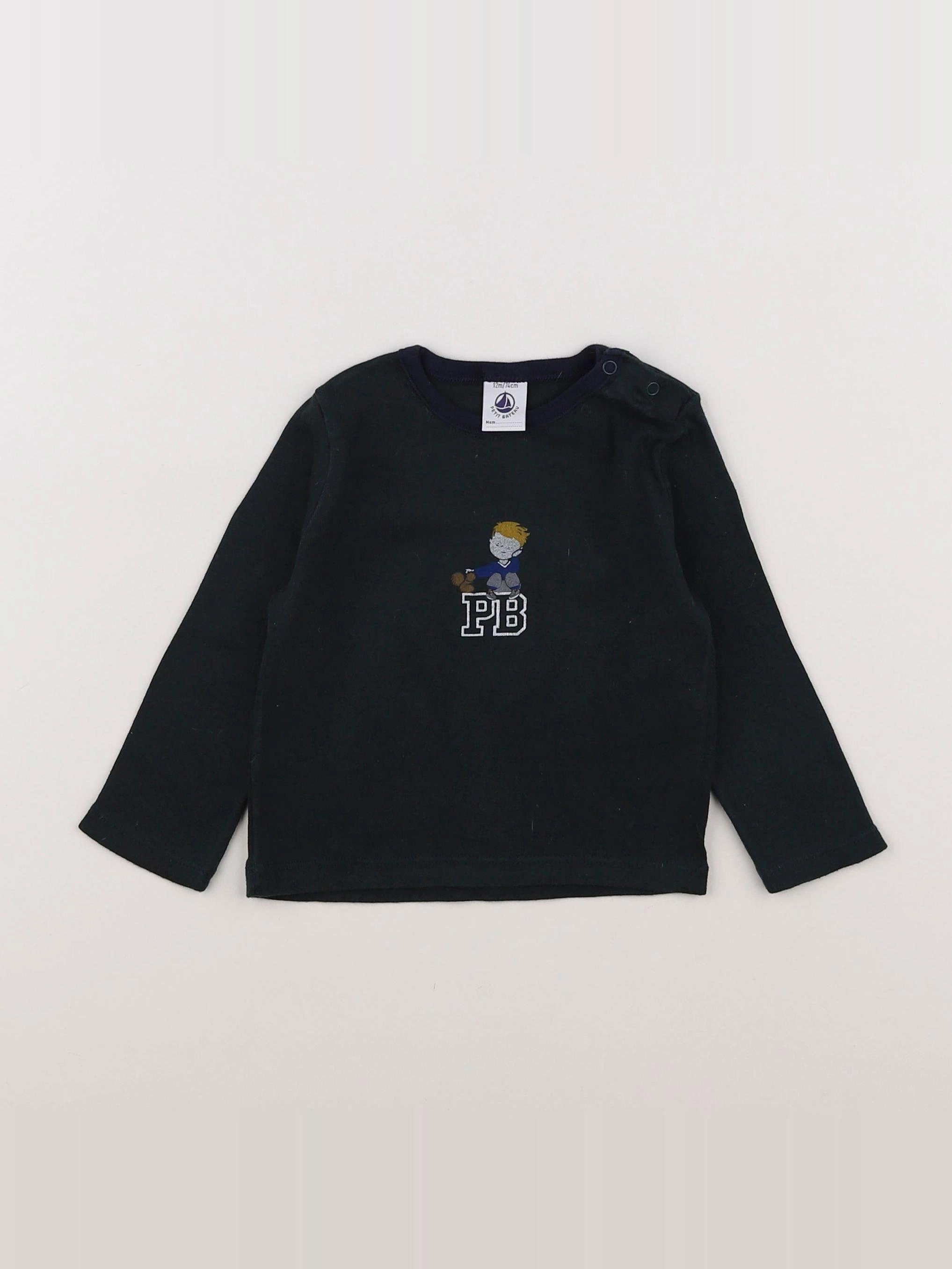 Petit Bateau - tee-shirt vert - 12 mois