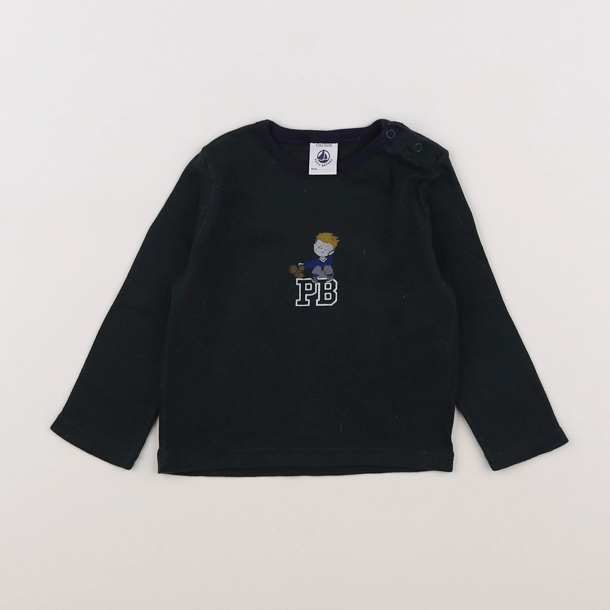 Petit Bateau - tee-shirt vert - 12 mois