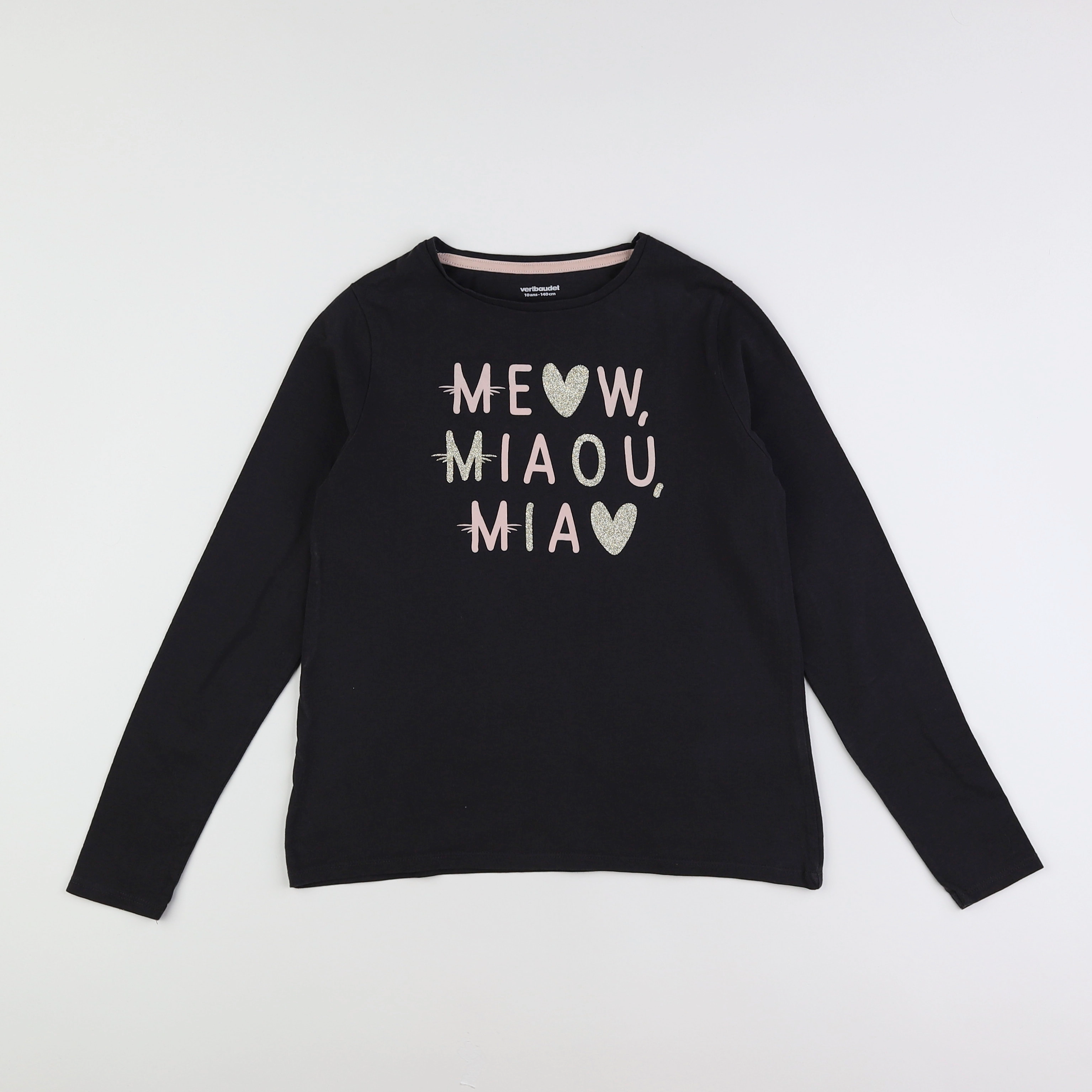 Vertbaudet - tee-shirt gris, rose - 10 ans