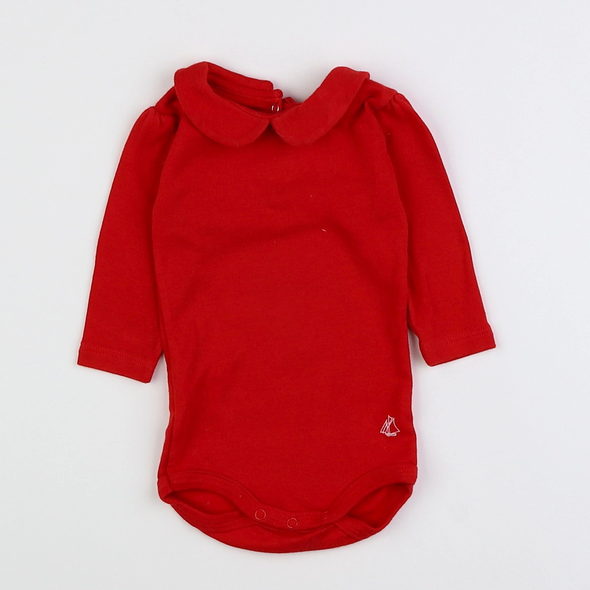 Petit Bateau - body vetement rouge - 3 mois