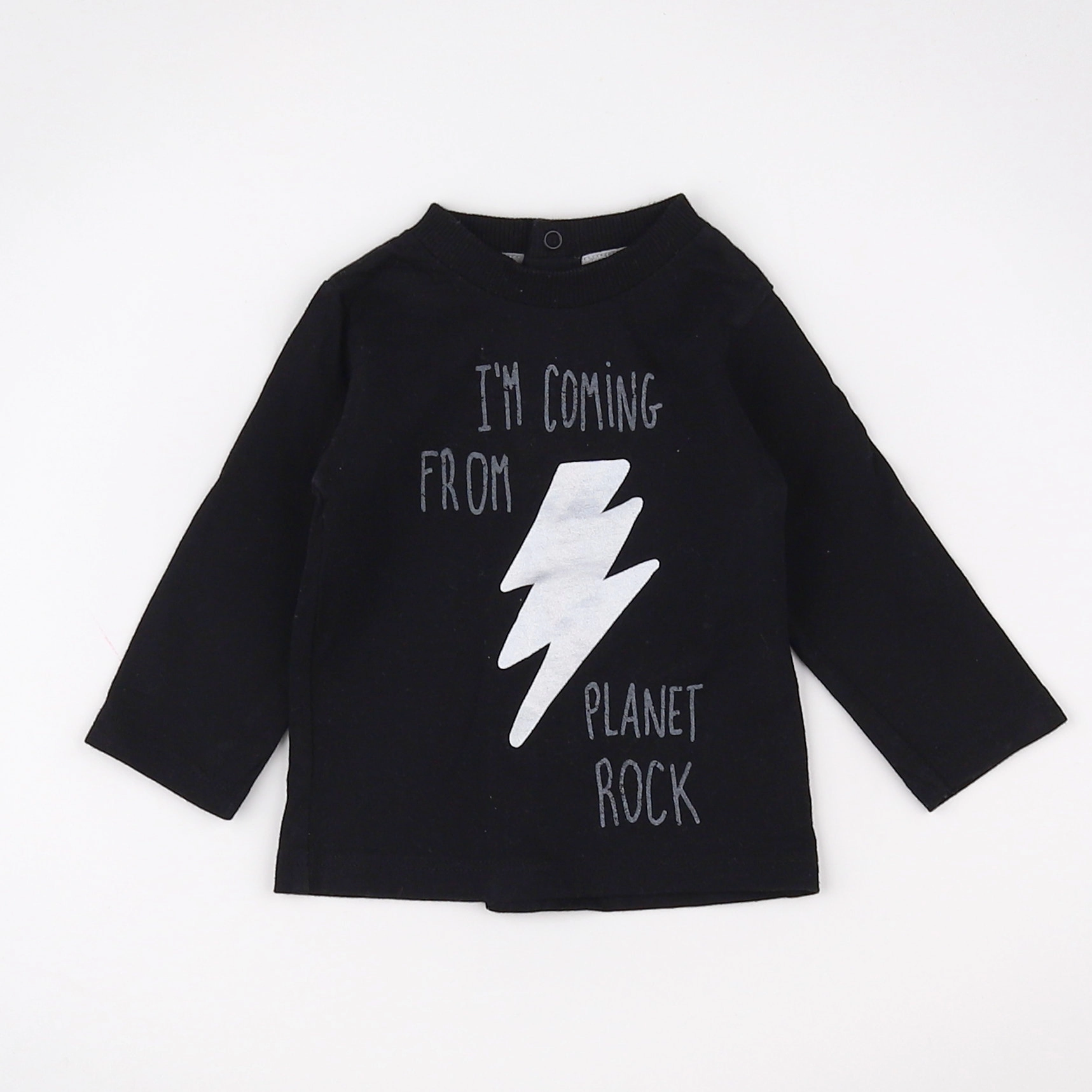 Vertbaudet - tee-shirt noir, argent - 3 mois