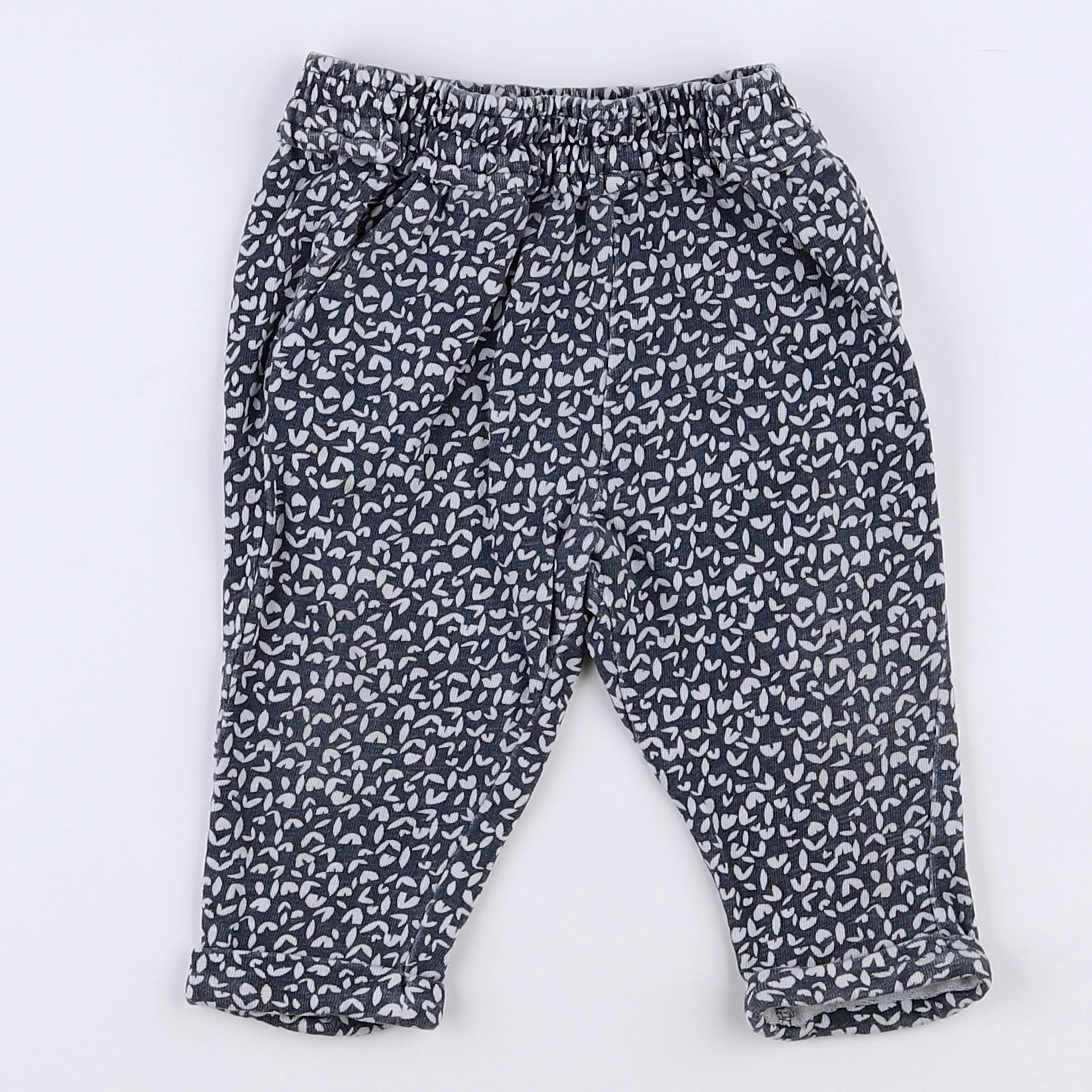 Vertbaudet - pantalon gris, blanc - 12 mois
