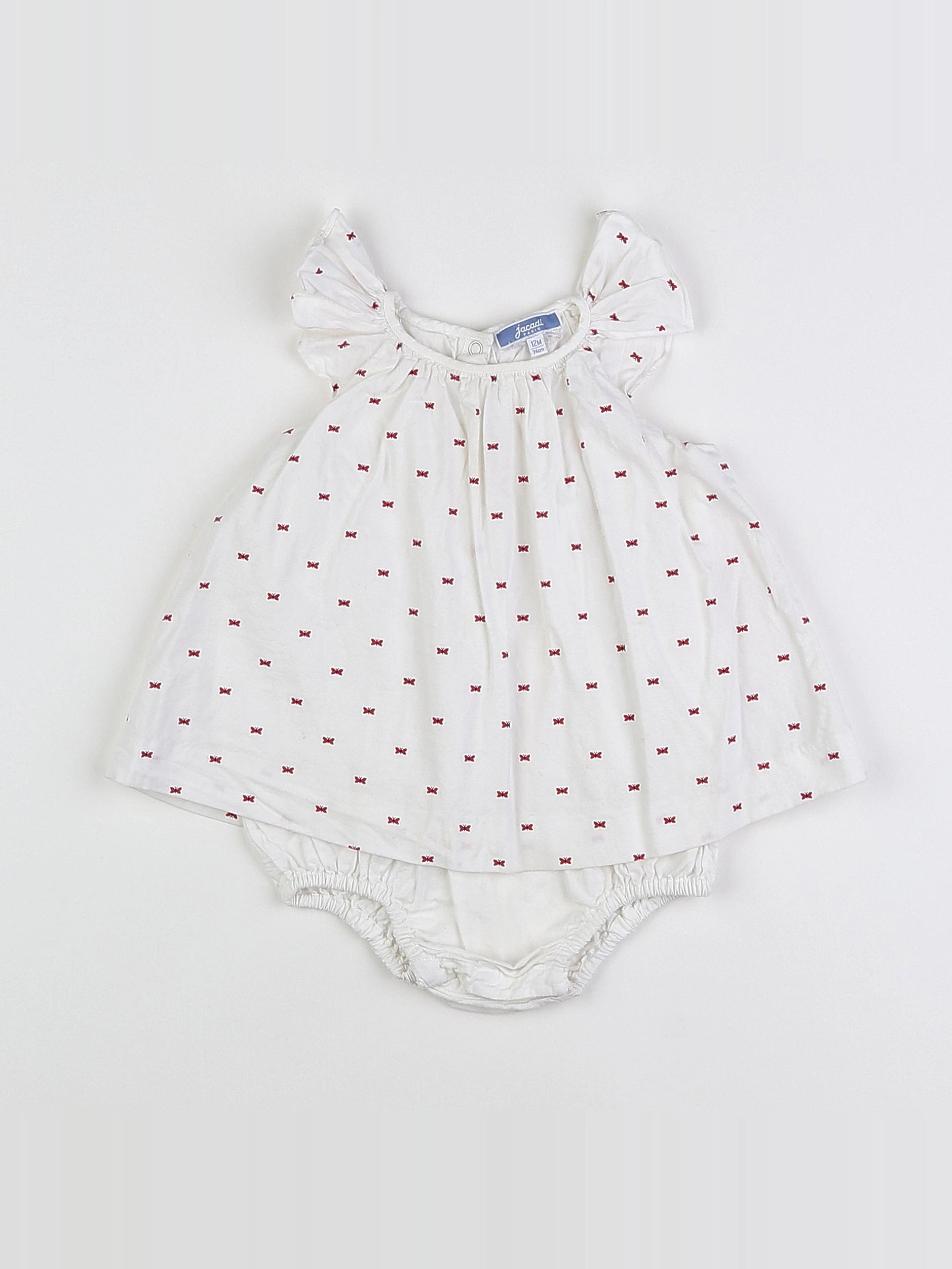 Jacadi - robe blanc, rouge - 12 mois