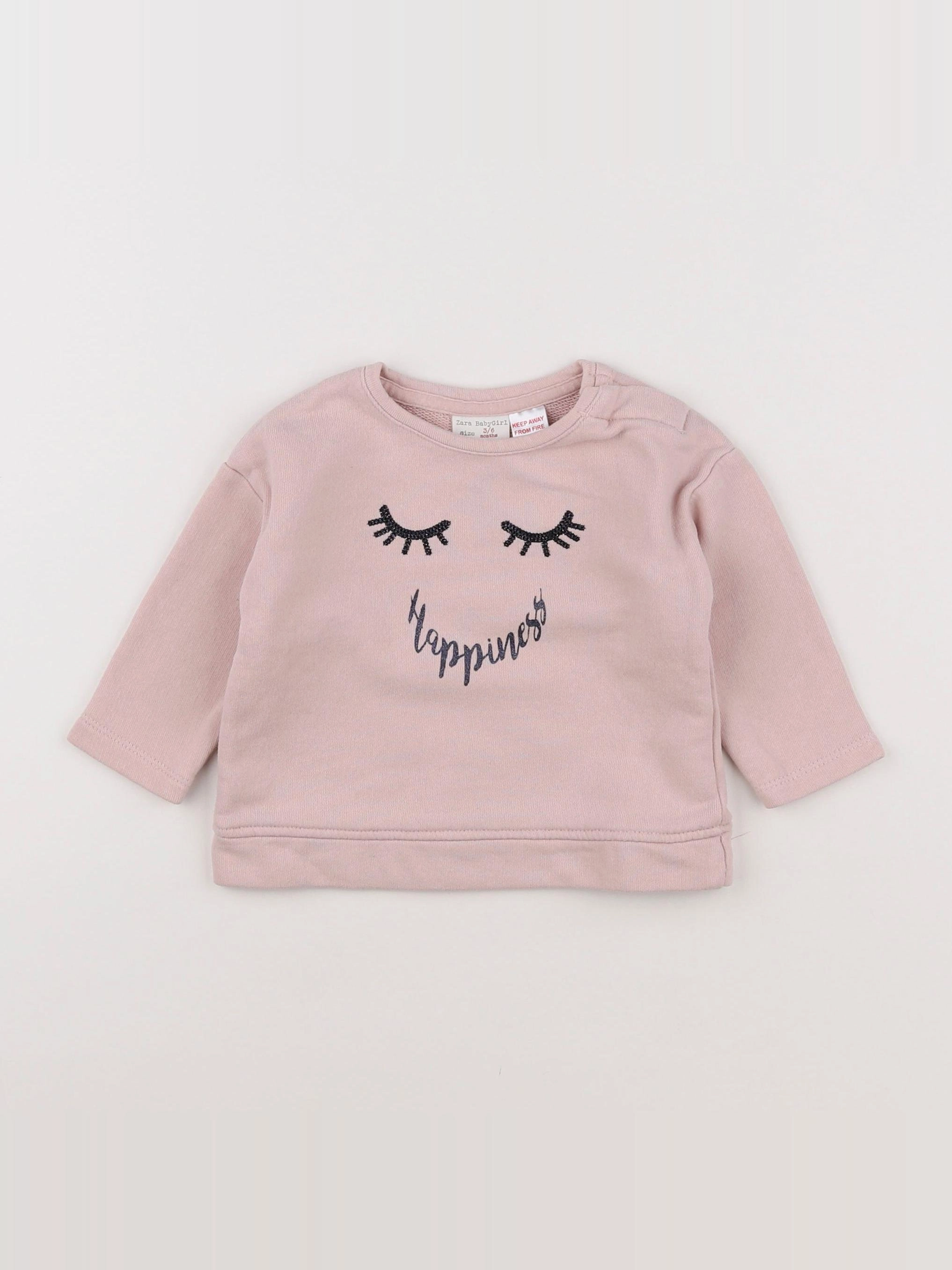 Zara - sweat rose - 3/6 mois
