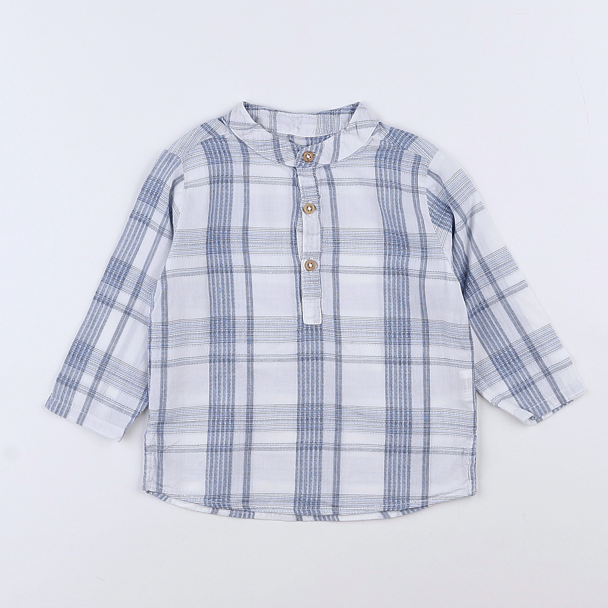 Boutchou - chemise bleu, blanc - 9 mois