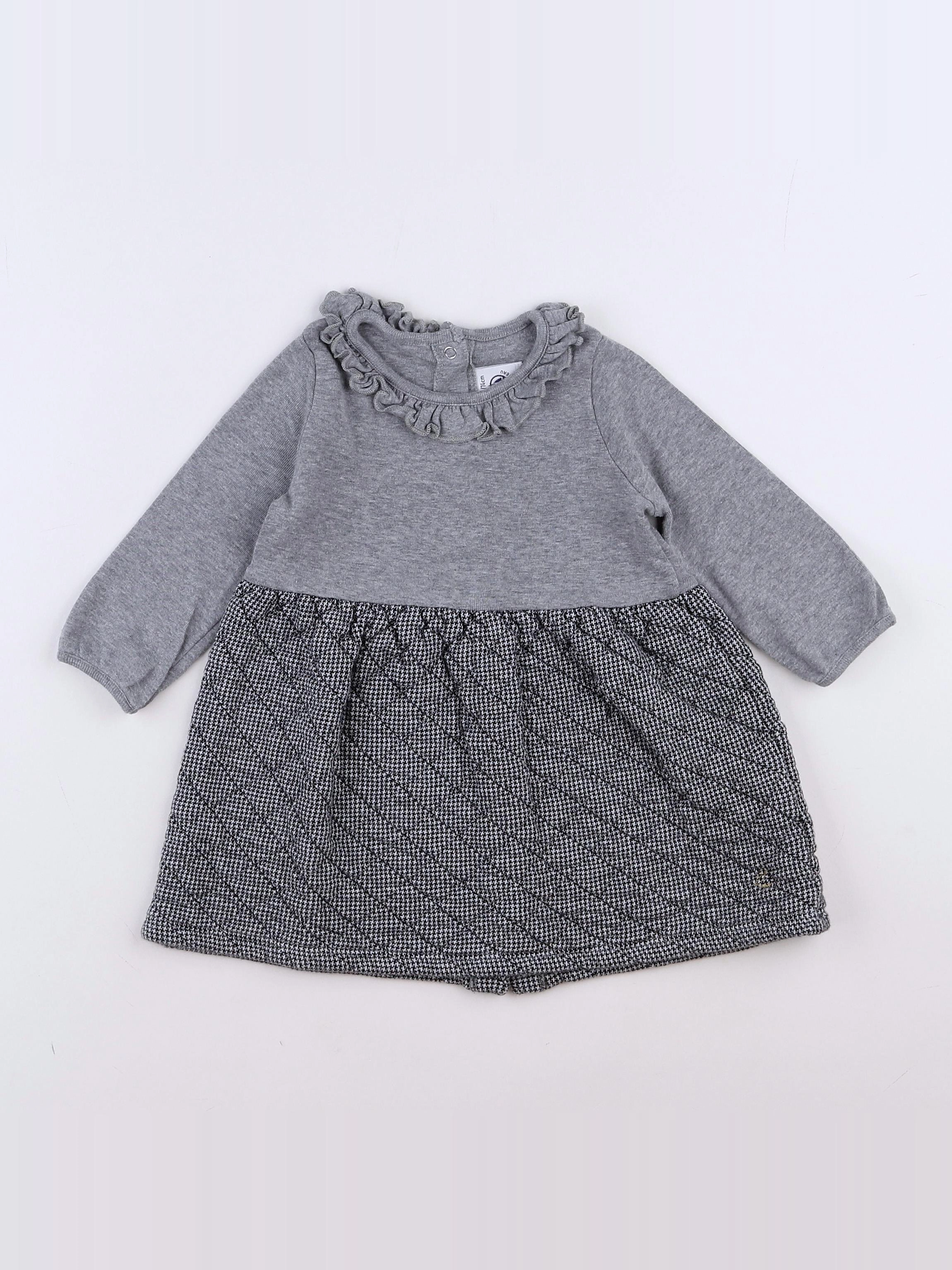 Petit Bateau - robe gris - 12 mois