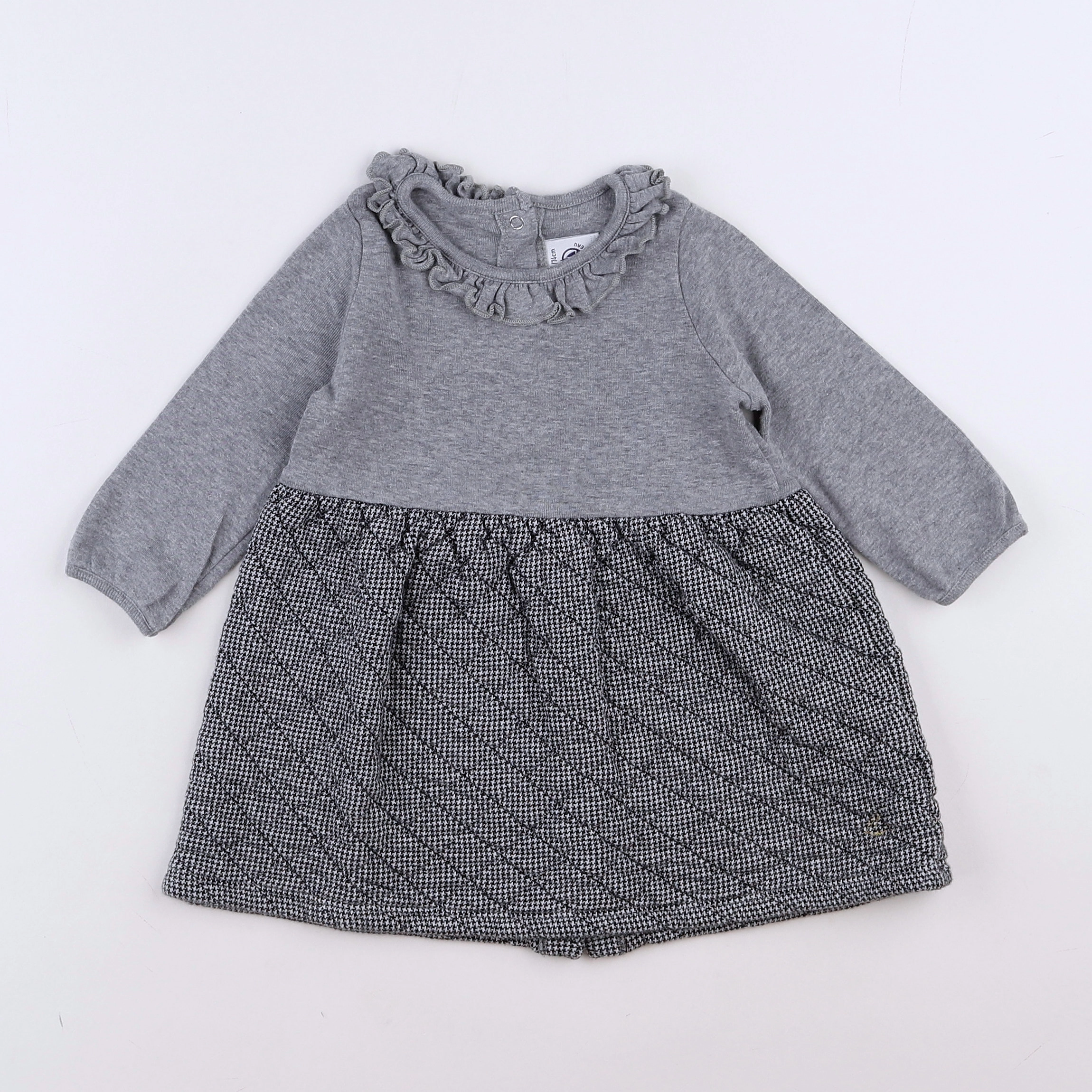 Petit Bateau - robe gris - 12 mois