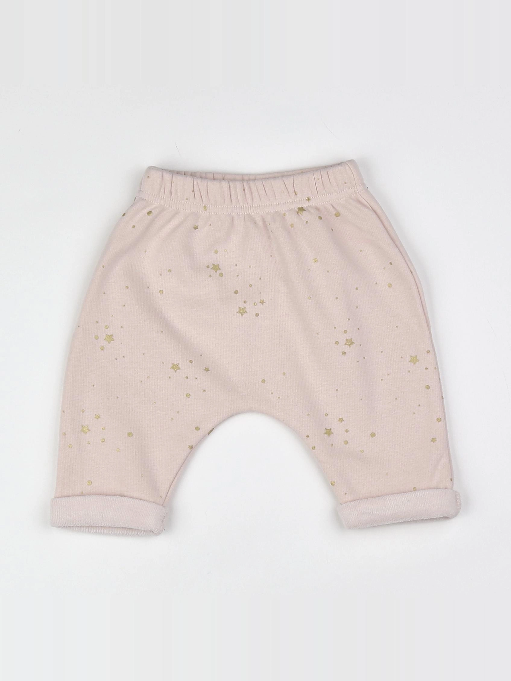 Vertbaudet - sarouel rose, or - 3 mois